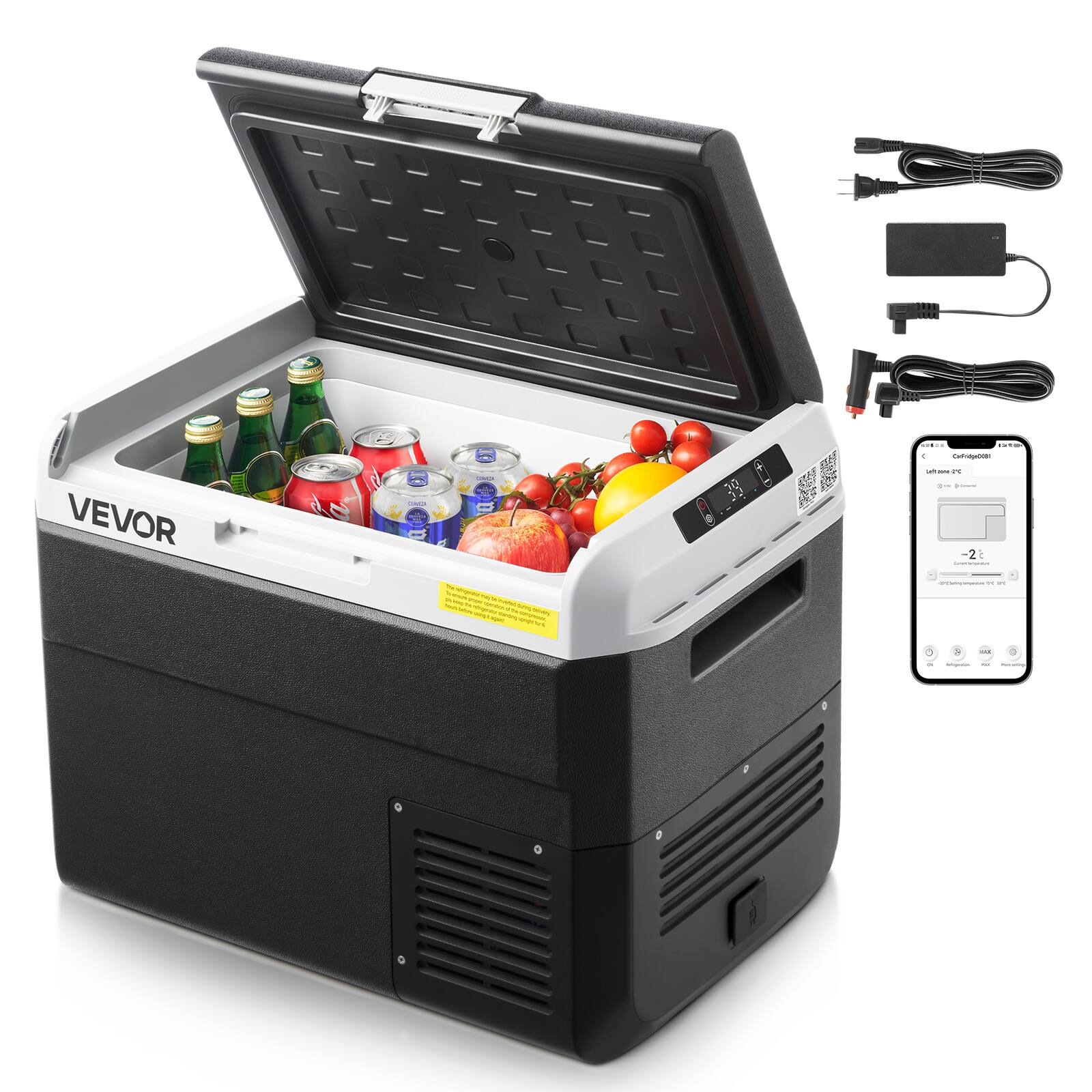 VEVOR - 12 Volt Car Refrigerator, 31.7QT/30L Car Fridge, Portable Electric Cooler with -4℉~68℉ Adjustable Temperature - Black