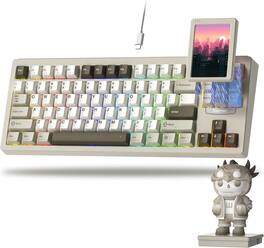 Womier - DUO87 75% Smart Control Mechanical Keyboard with Detached Oversized Screen,QMK/VIA Modular Design for Win/Mac - Gray