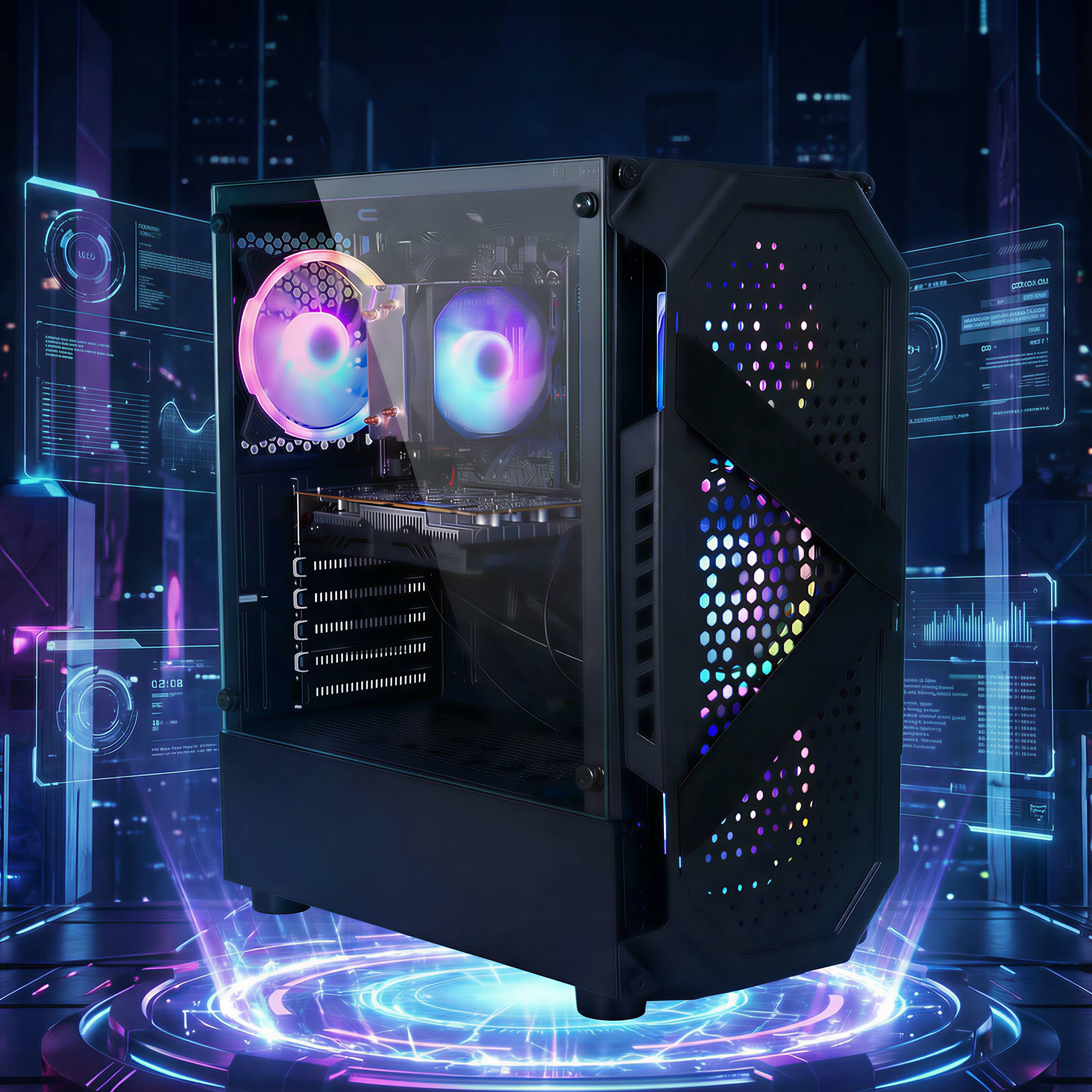 Back. STGAubron - STGAubron Gaming Desktop PC, Intel Core i7-6700 up to 4.0Ghz, GeForce RTX 3060 12G Graphics, 32GB DDR4, 1TB SSD, Win11H - Black.