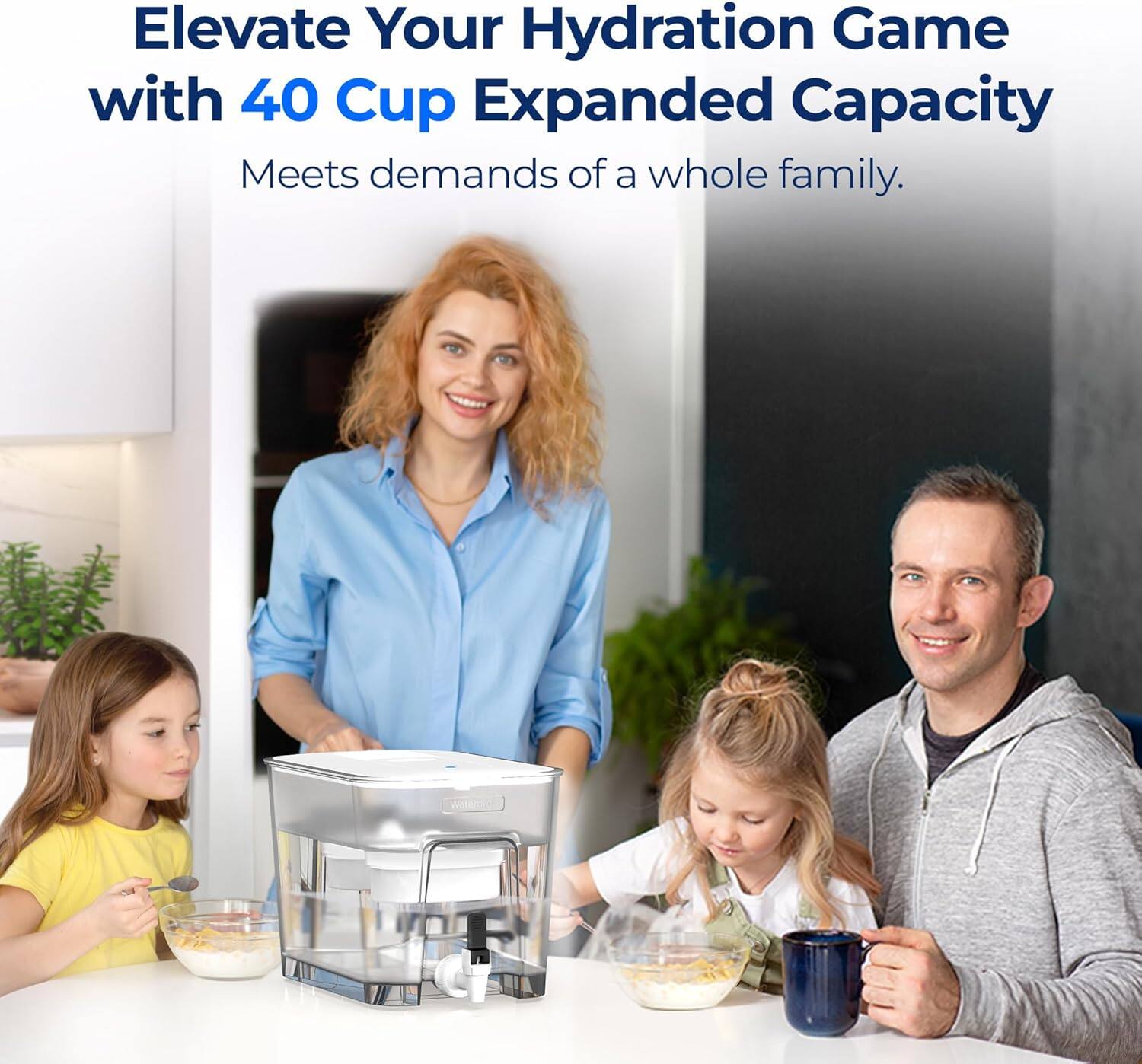 Elevate Your Hydration Game with 40 Cup Expanded Capacity  
Meets demands of a whole family.
