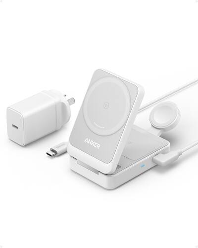 anker maggo wireless charging station 白 Anker MagGo Wireless Charging Station (3-in-1 Stand