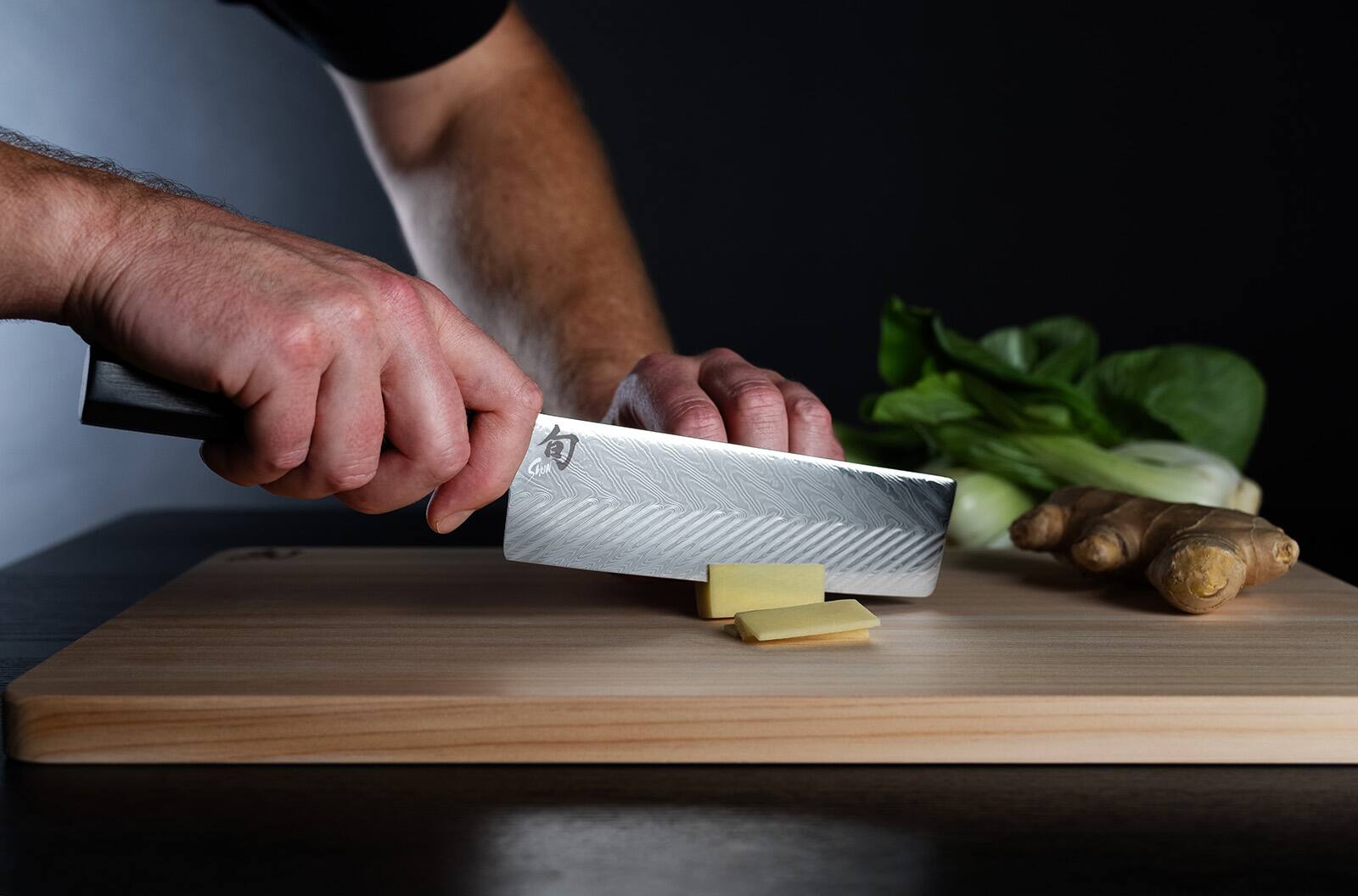 Alt View 3. Shun - Dual Core 6.5-Inch Nakiri Knife w/Saya - Black.