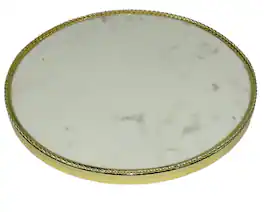 Jiallo - Round Serving Tray with Marble Base – Modern Minimalist Display Tray for Kitchen, Dining & Home Décor - White