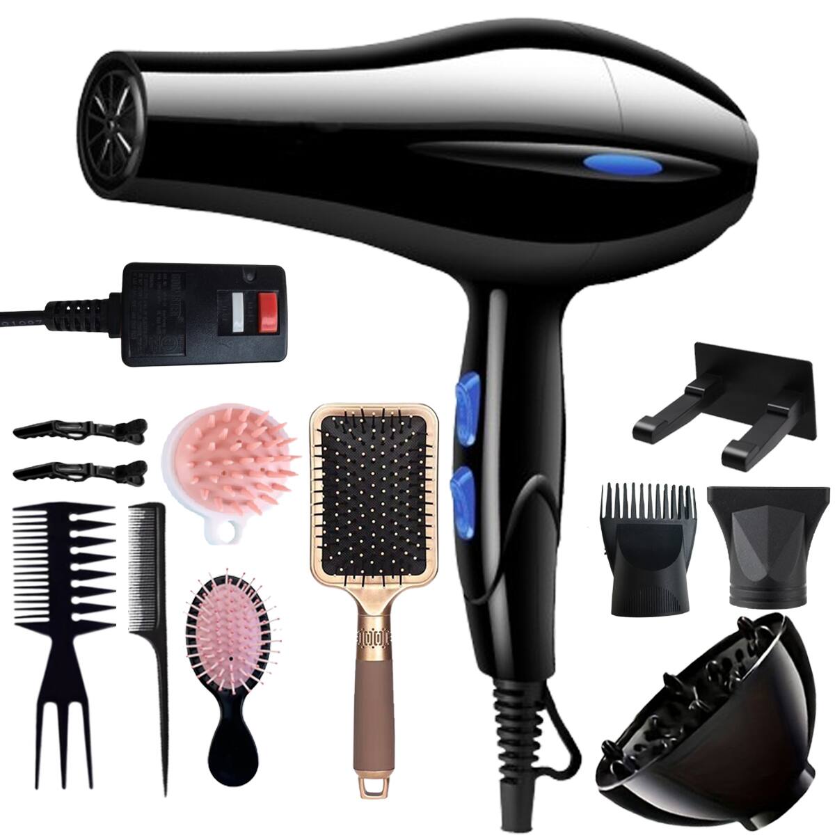 Front. Morfone - 12pcs-in-1 Hair Drying Set. Quickly dries hair - Compact and portable, suitable for the whole family - Gift set..