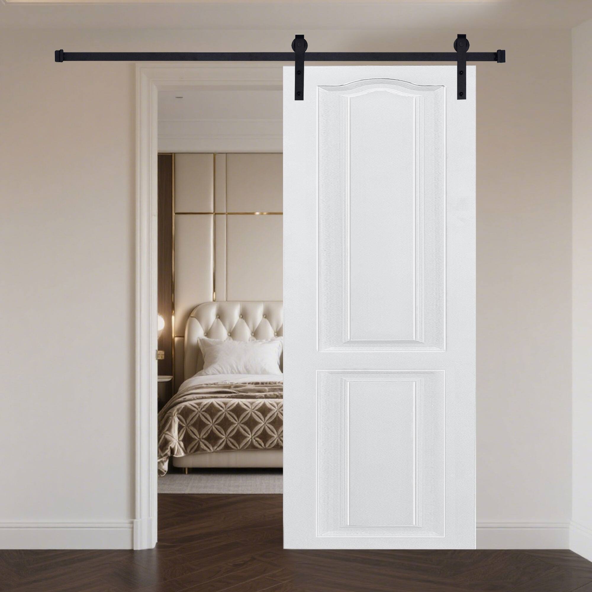 Alt View 1. Boyel Living - Milk White Modern 2-Panel Barn Sliding Door 42-in L x 0.75-in W x 84-in H with Hardware Kit - Milk White.