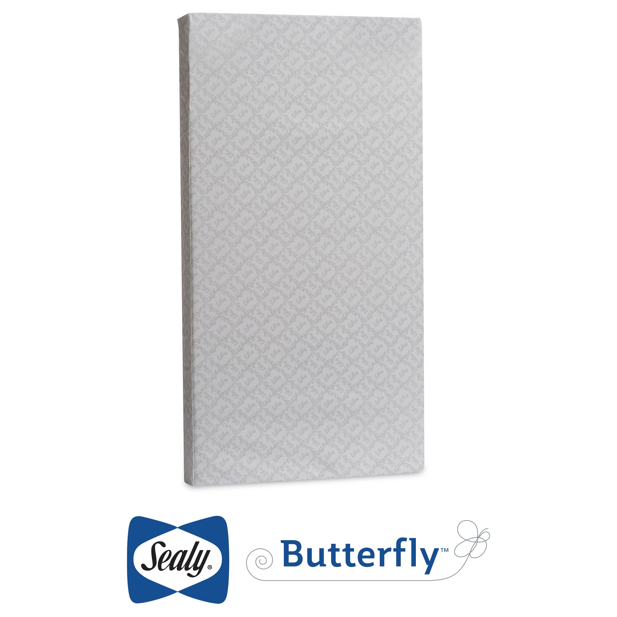 Front. Sealy - Butterfly Waterproof Ultra Firm Crib Mattress and Toddler Mattress - Gray.