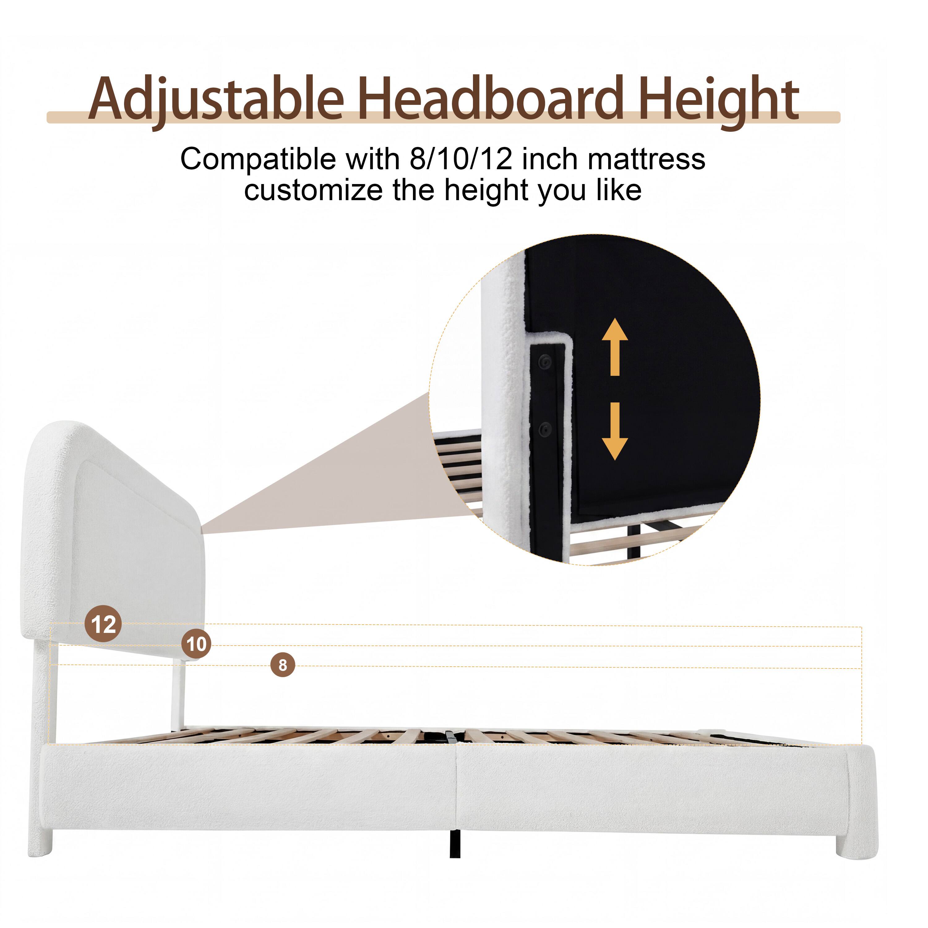 Adjustable Headboard Height  
Compatible with 8/10/12 inch mattress  
customize the height you like