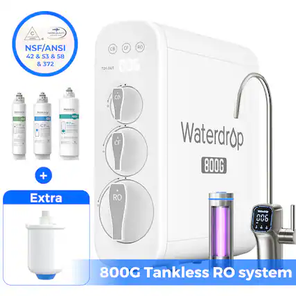 C WATER QUALITY NSF/ANSI 42 & 53 & 58 & 372 CB CF RO TDS OUT 006 CB - CH watendrop d3 CF -- + Waterdrop FOOO RO - CF Waterdrop 800G Extra RO Matenagp 006 - . 800G Tankless RO system