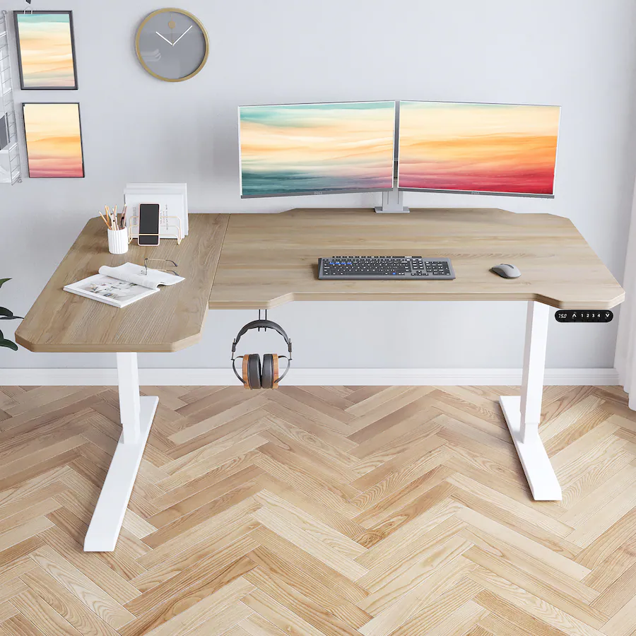 Computer Image File Format Z Edge L Shaped Corner Standing Desk, Height Adjustable Electric ...