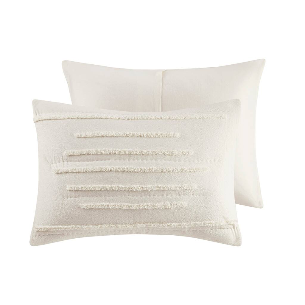 Alt View 3. Gracie Mills - Gracie Mills Sotelo Modern Chenille Trimmed Cotton Quilt Set - Ivory.