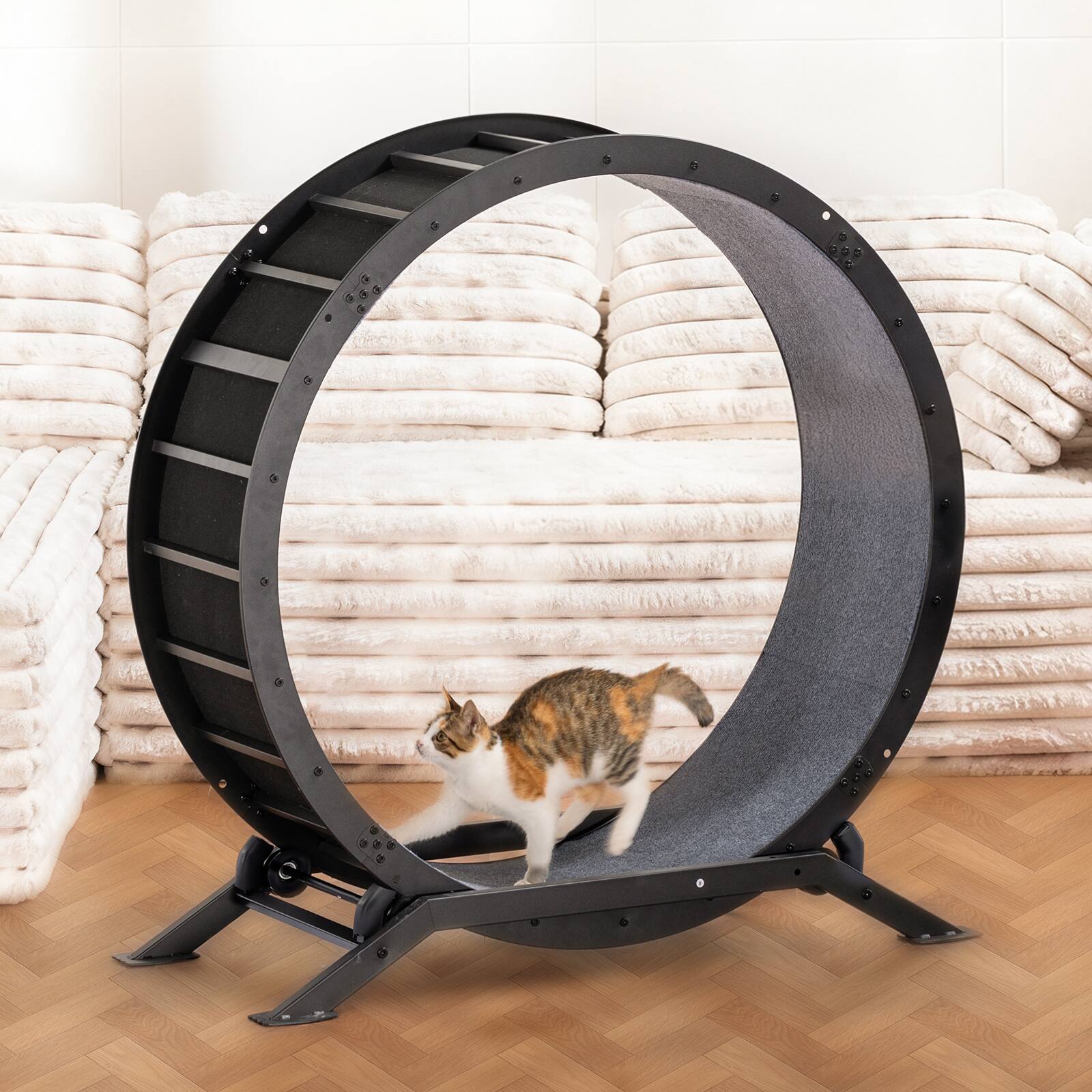 Alt View 5. CloudRest Pro - Cat Wheels 40" Diameter Large Cat Exercise Wheel for Indoor Cats Cat Treadmill Ultra-Quiet Scroll Wheel - Gray.