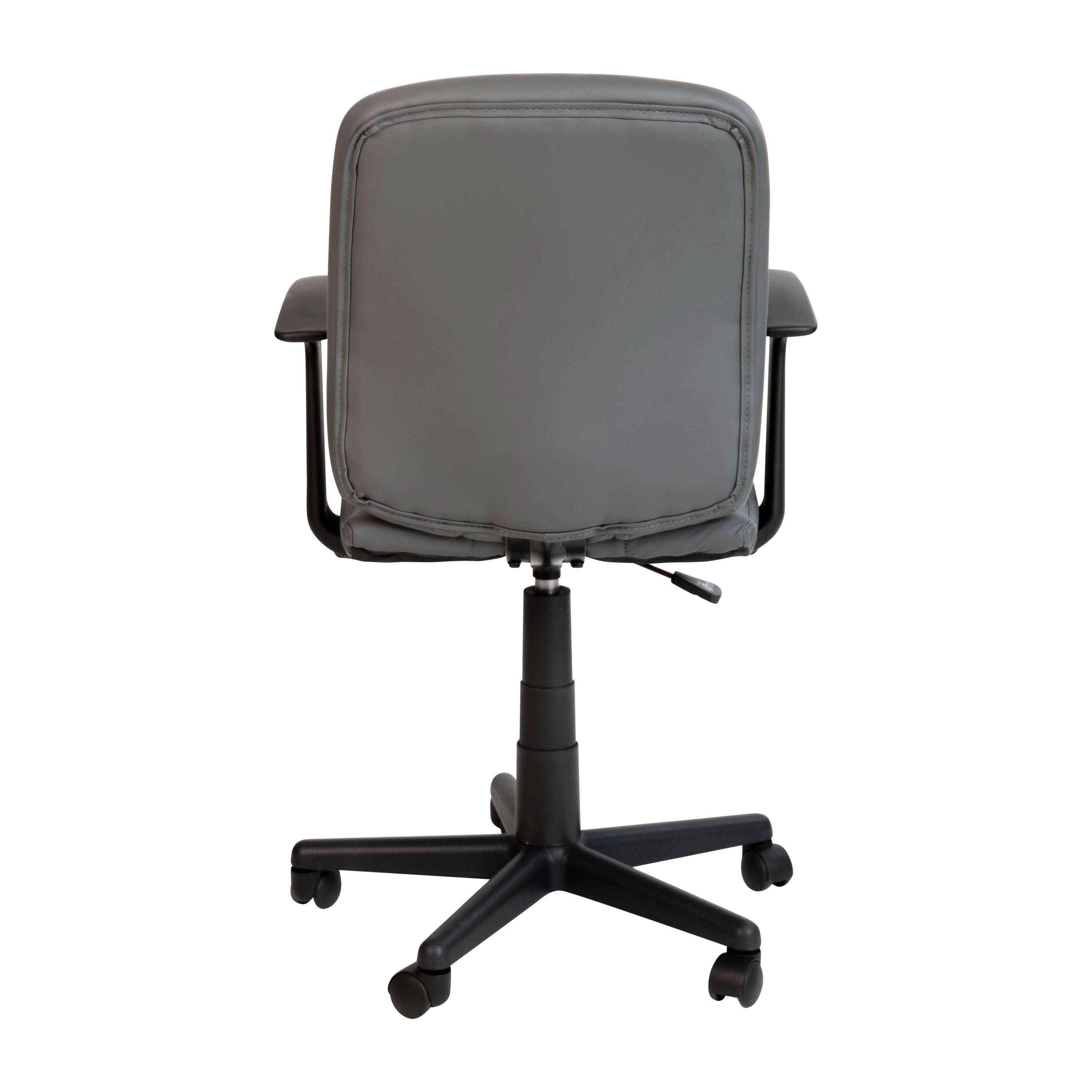 Alt View 5. Emma + Oliver - Mid-Back Quilted Vinyl Swivel Task Office Chair with Arms - Gray.