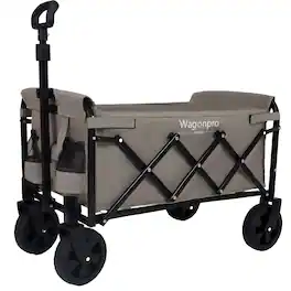 Mondawe - Expandable Dual-Layer Wagon Utility Carts w/ 225LBS Capacity, 360° All-Terrain Wheels - Beige