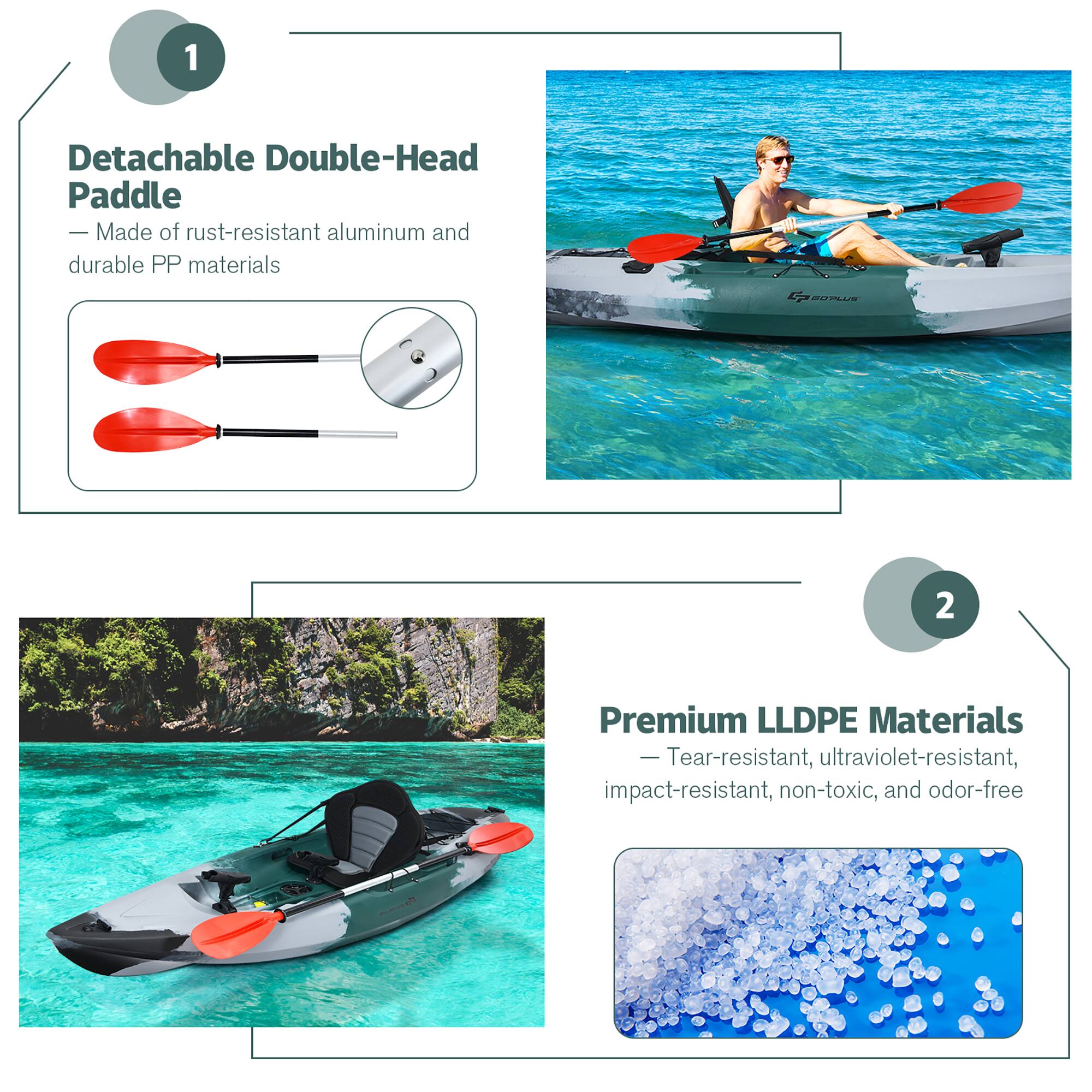 1. Detachable Double-Head Paddle - Made of rust-resistant aluminum and durable PP materials.
2. Premium LLDPE Materials - Tear-resistant, ultraviolet-resistant, impact-resistant, non-toxic, and odor-free.