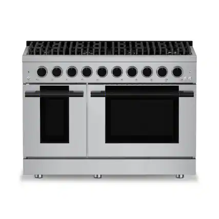 Front. Hauslane - HausPro 48 in. 8 Burners (20,000 BTU) Freestanding Gas Range Range - Matte Black.