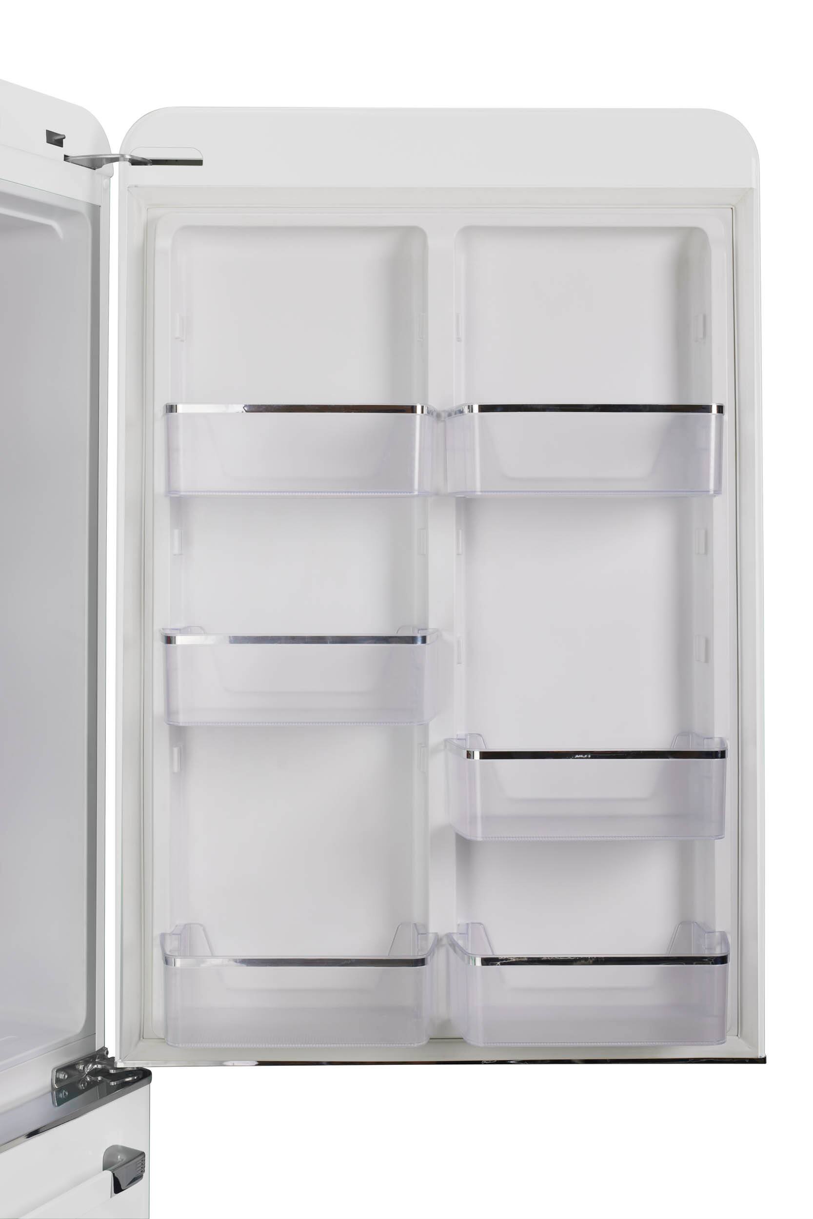 Alt View 4. Unique Appliances - Classic Retro 30 in 17.7 cu. ft. Frost Free Retro Bottom Freezer Refrigerator - Marshmallow White.