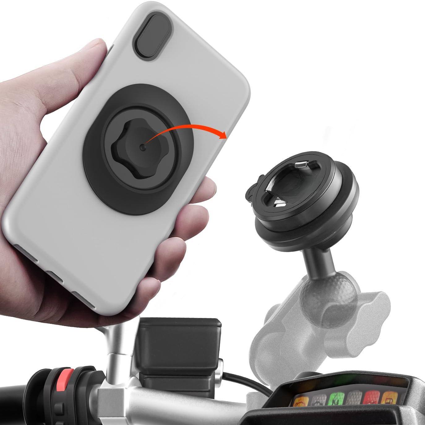 Front. VEGA AUTOMOTIVE - Universal 1 Ball Phone Moun With Vibration Dampener Module Quick Release Bike mountain Bicycle road Mtb Bik... - Black.