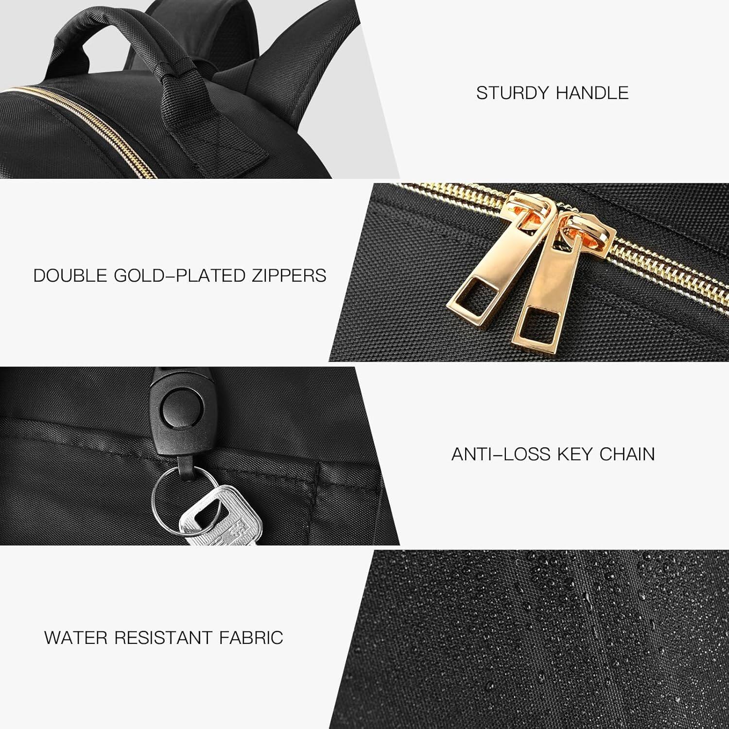 - STURDY HANDLE
- DOUBLE GOLD-PLATED ZIPPERS
- ANTI-LOSS KEY CHAIN
- WATER RESISTANT FABRIC