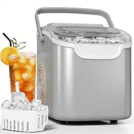 Electactic - Portable Countertop Bullet Ice Maker 26.0 lbs/Day Self-Cleaning - Gray