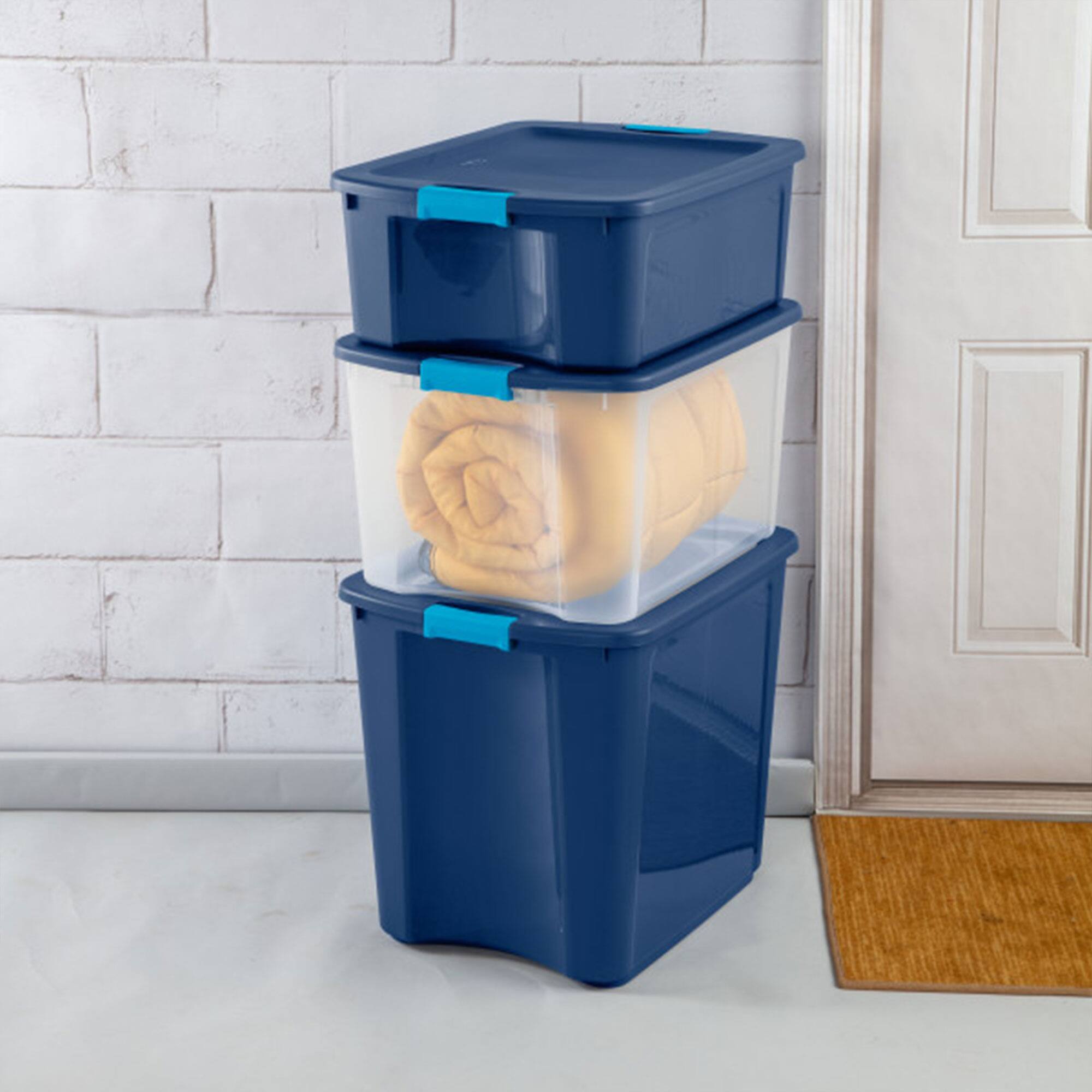 Alt View 2. Sterilite - Sterilite Latch & Carry 18 Gallon Plastic Stacking Storage Tote w/ Lid, 12 Pack.