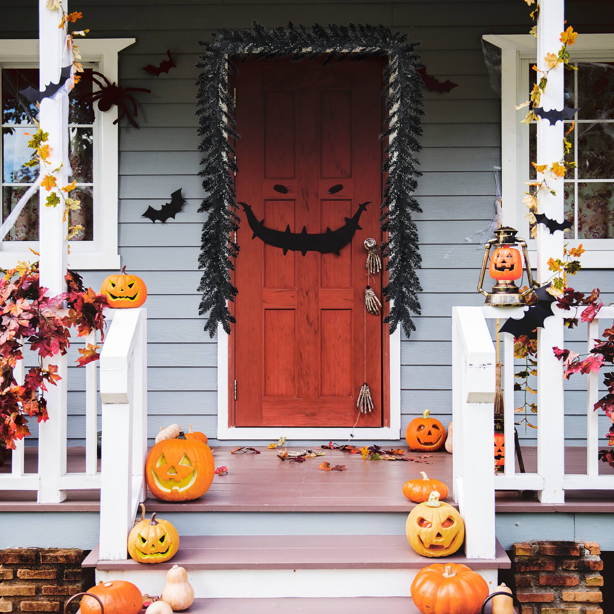 Alt View 12. Costway - 9ft Pre-lit Christmas Halloween Garland w/ 50 Purple LED Lights - Black.