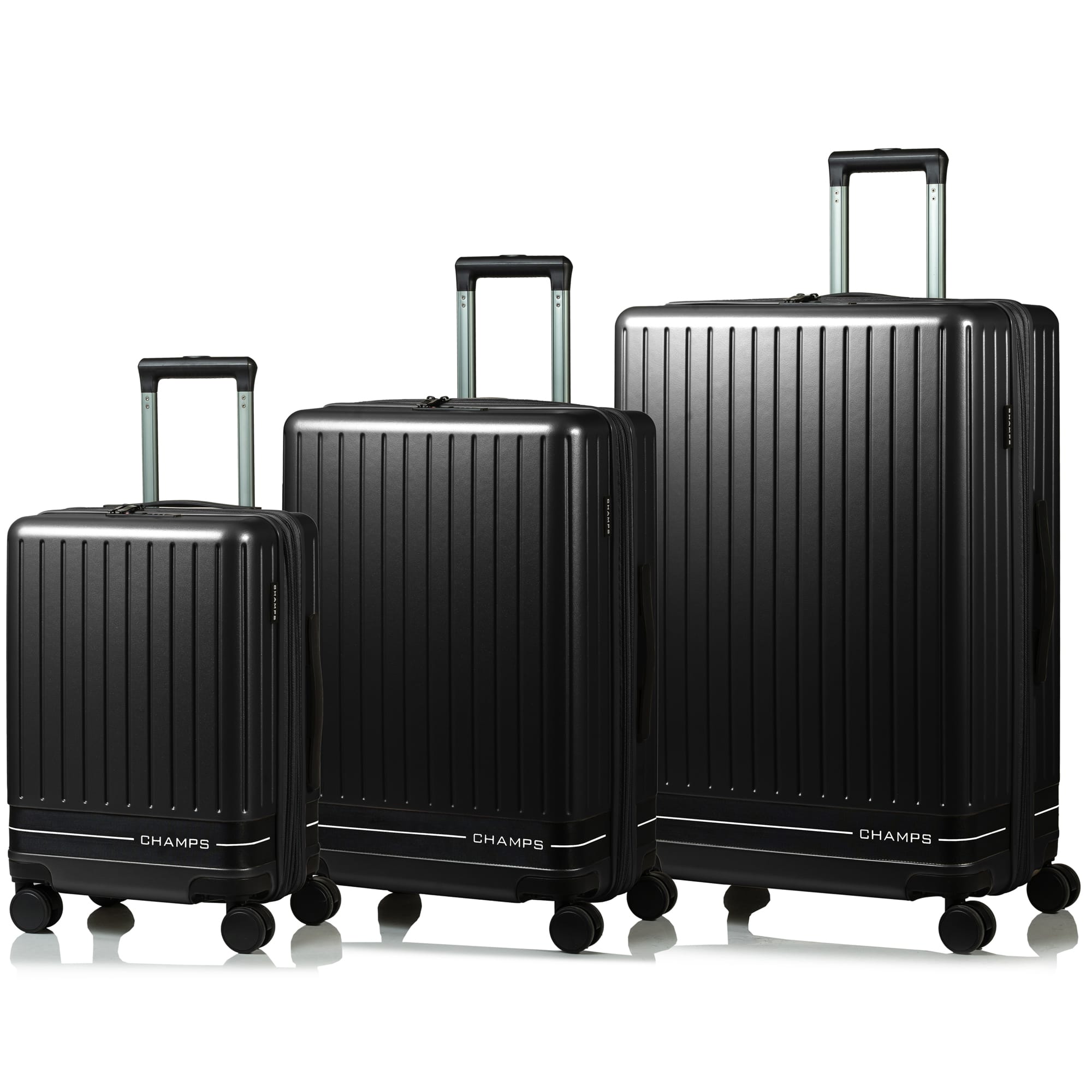 Photos - Luggage Champs  Fresh II 3-Piece Hardside  Set - Black S1050-BLACK 