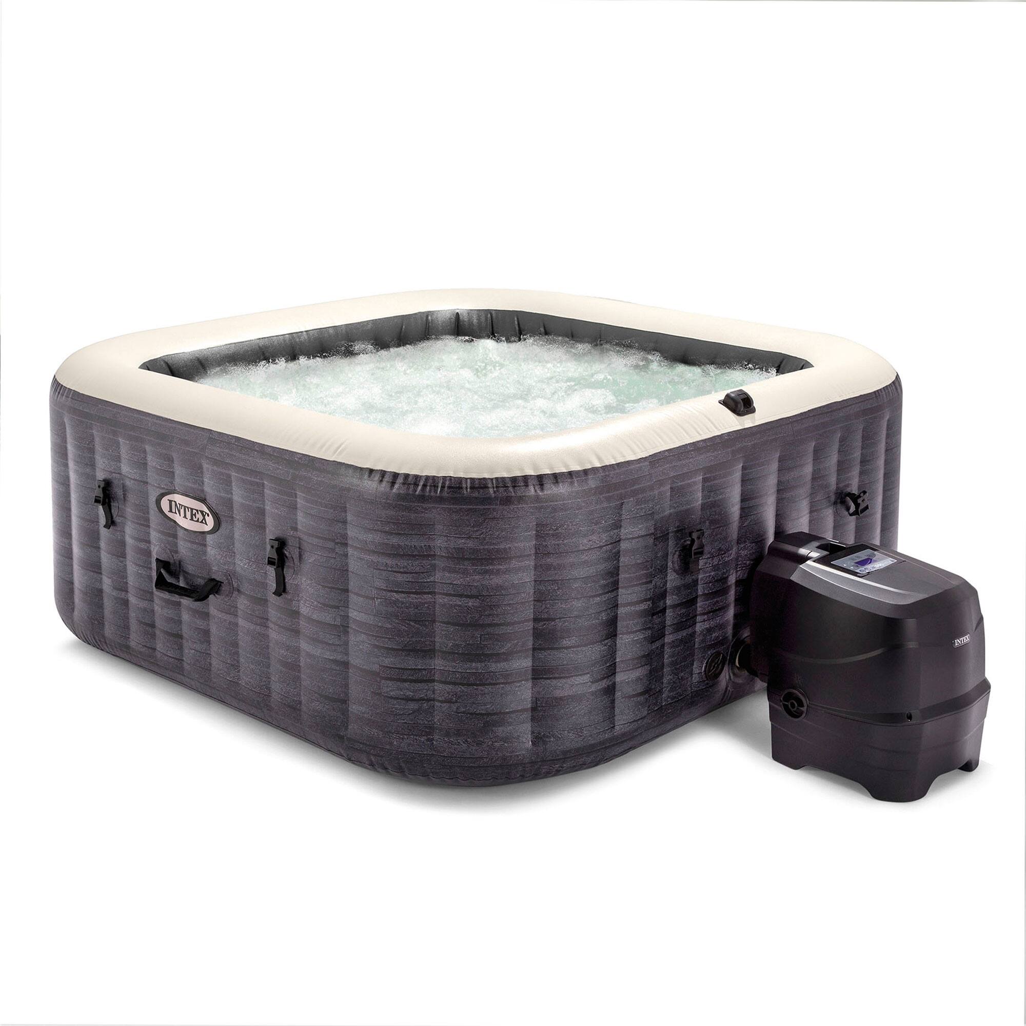 Alt View 1. Intex - Intex PureSpa Plus Inflatable Square Hot Tub Spa with Maintenance Accessory Kit - Gray.