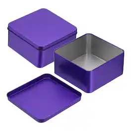 Unique Bargains - 2pcs Metal Tin Box, 4.5x2.2" Square Tinplate Lid, Portable Storage Candy Jars for Valentine's Day, Candle Jewelry - Dark Purple