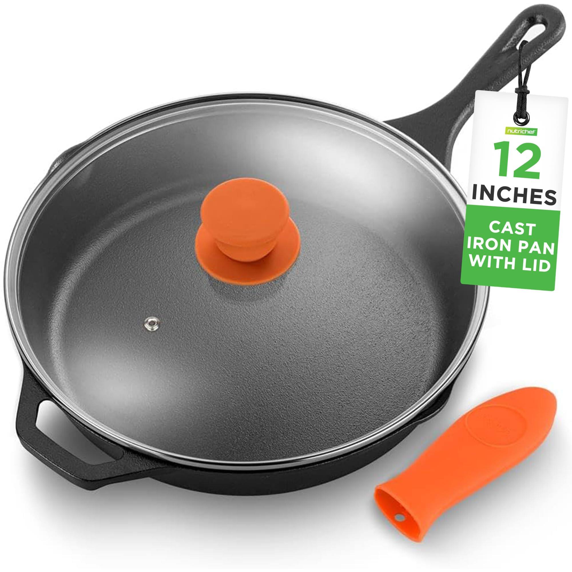 Nutriches 12 Inches Cast Iron Pan with Lid