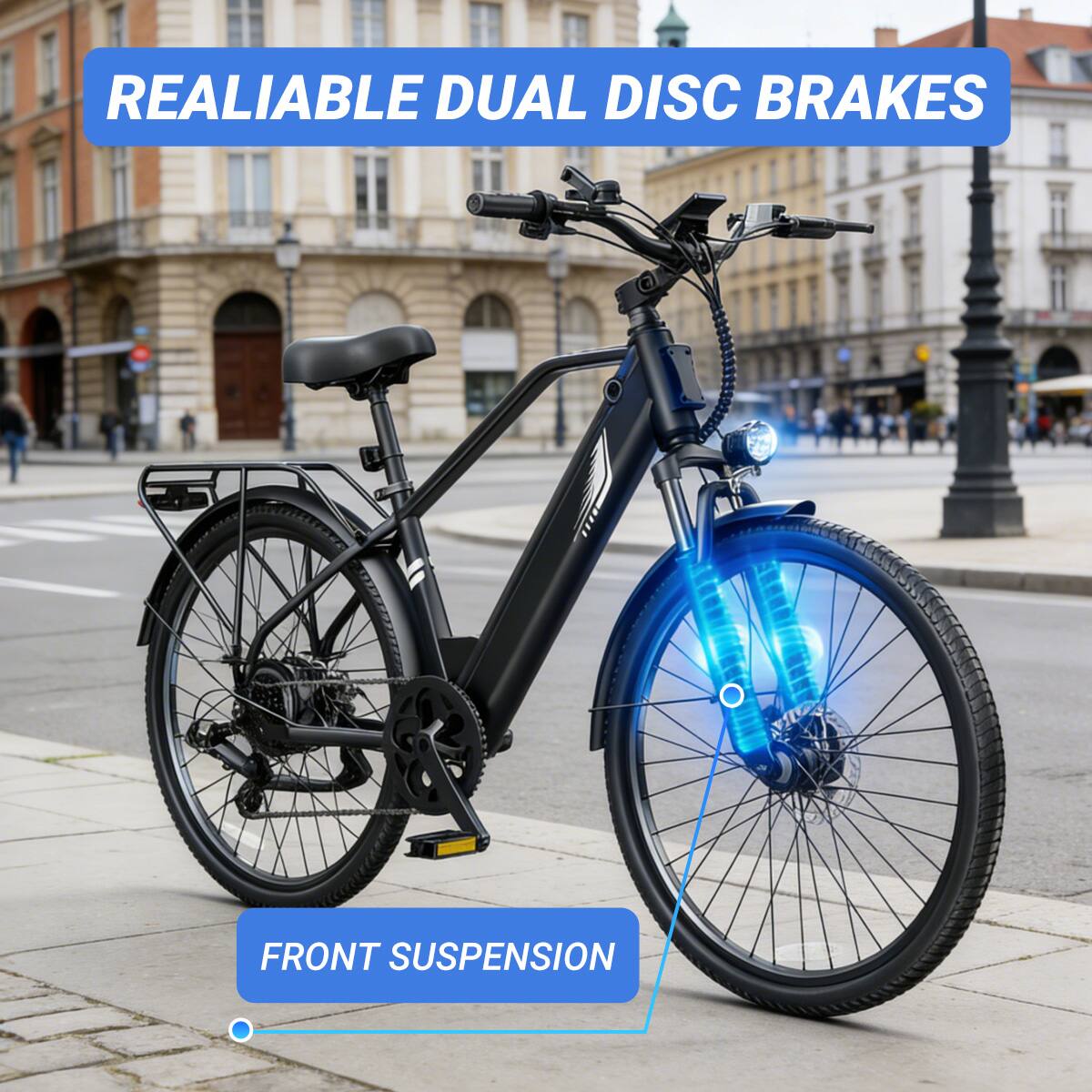 REALIABLE DUAL DISC BRAKES  
FRONT SUSPENSION