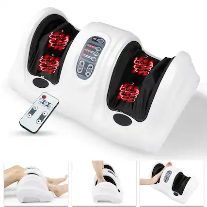Angle. Costway - Shiatsu Foot Massager Kneading and Rolling Leg Calf Ankle with Remote White - White.