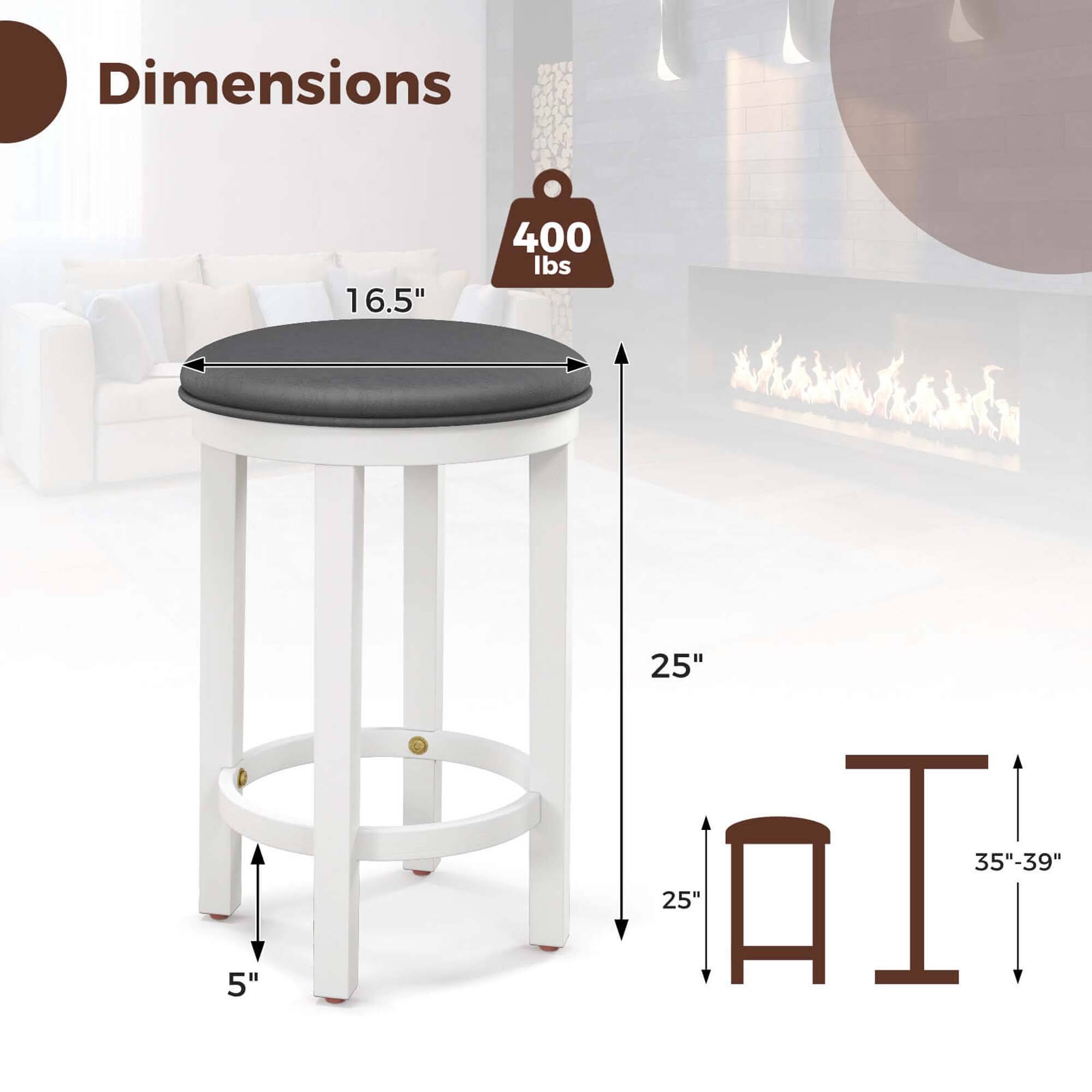 Dimensions: 16.5" 400 lbs 5" 25" 35"-39" 25"