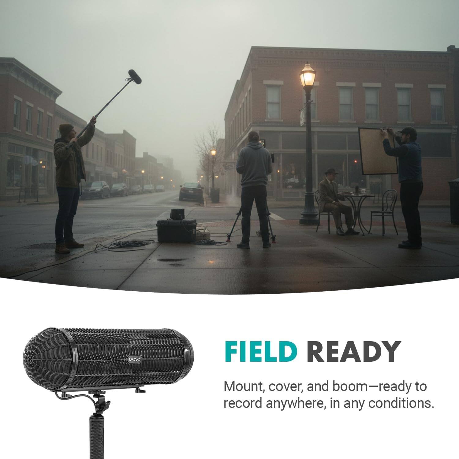 MOYO FIELD READY

Mount, cover, and boom-ready to record anywhere, in any conditions.