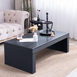 GOODSILO - Modern Rectangular Coffee Table with Ribbed Texture for Contemporary Living Room Decor - Black