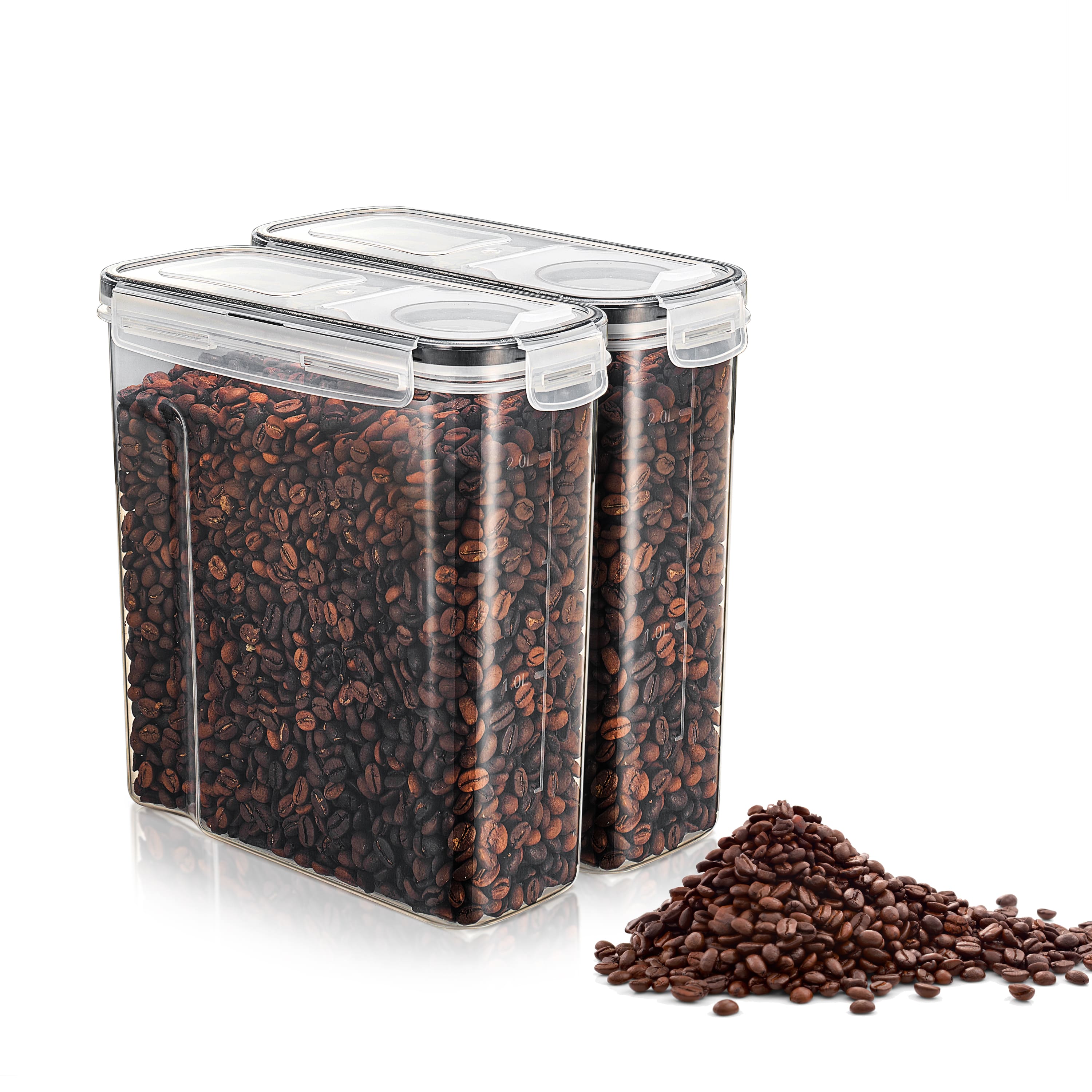 Sorbus - Plastic 2-Pack Airtight Coffee Bean Storage Container Set with Easy-Access Lids - Keeps Coffee Fresh - Clear