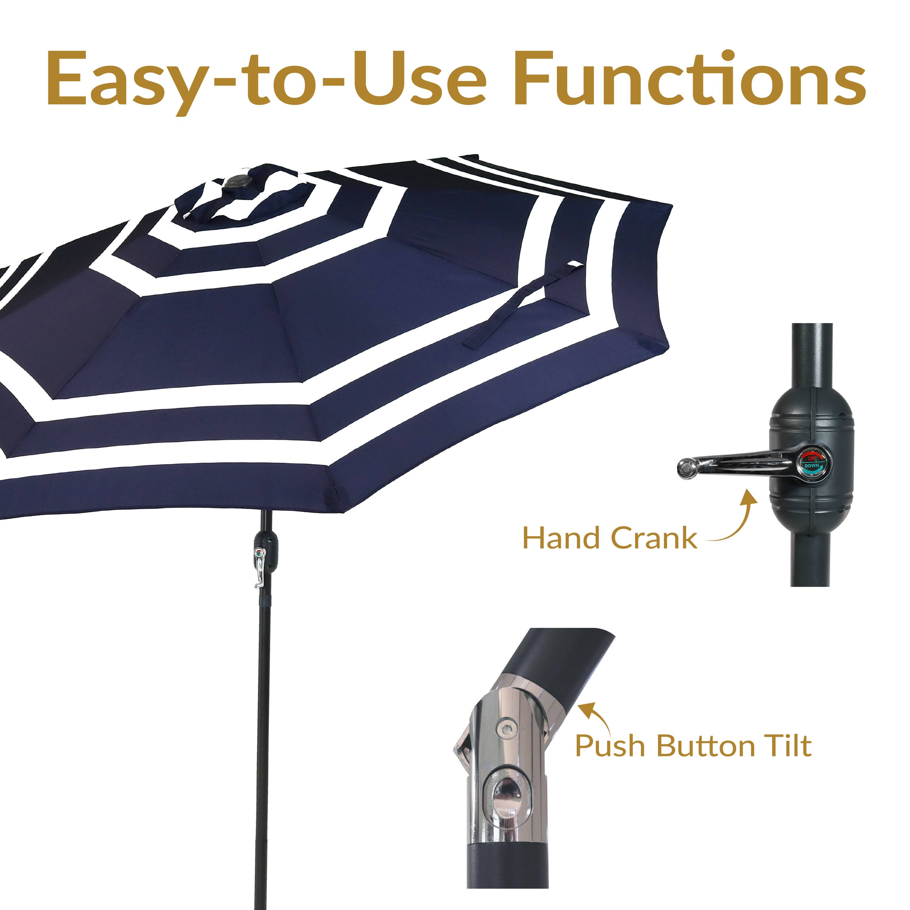 Easy-to-Use Functions

- Hand Crank
- Push Button Tilt