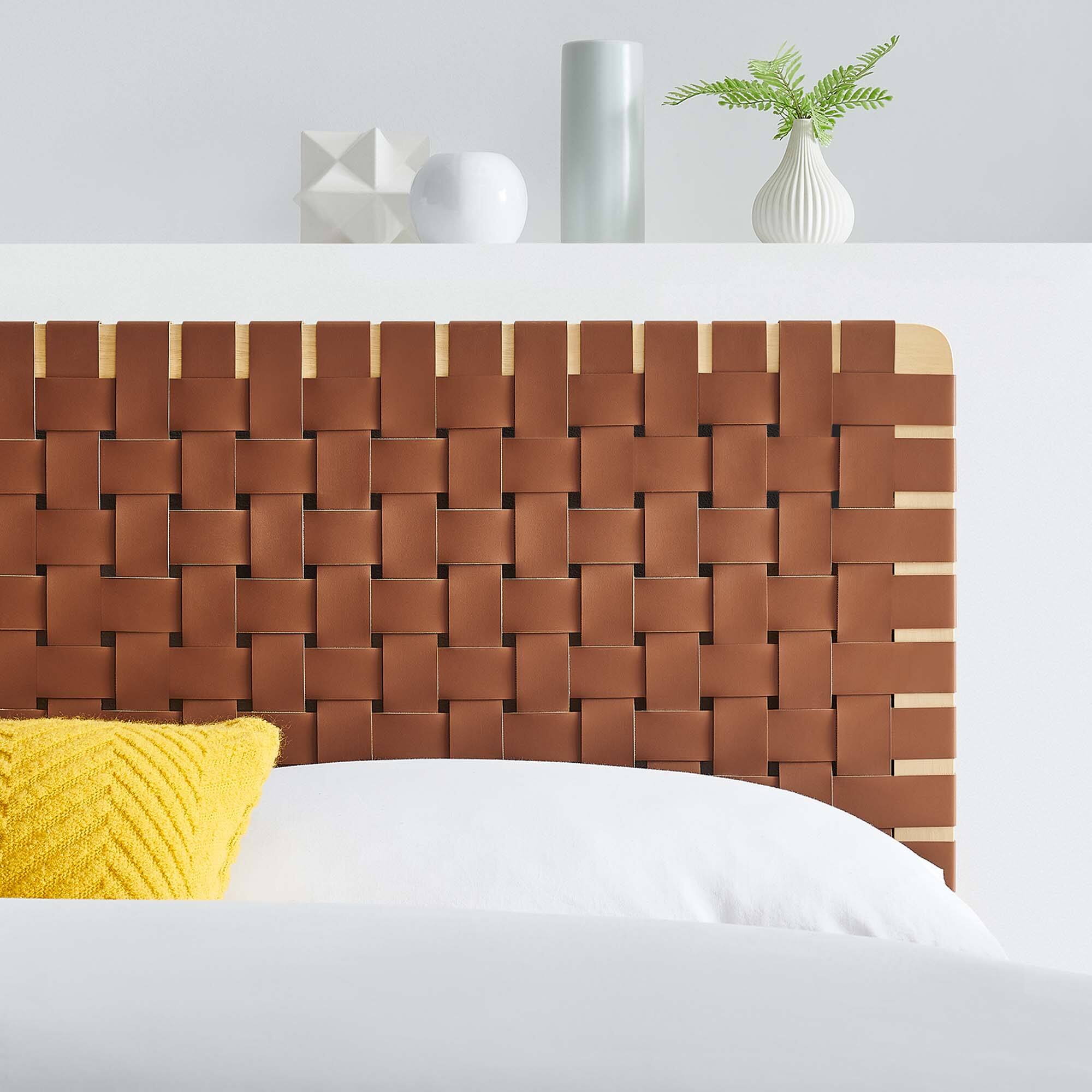 Alt View 4. Modway - Sparta Weave Vegan Leather Full Headboard by Modway - Brown.