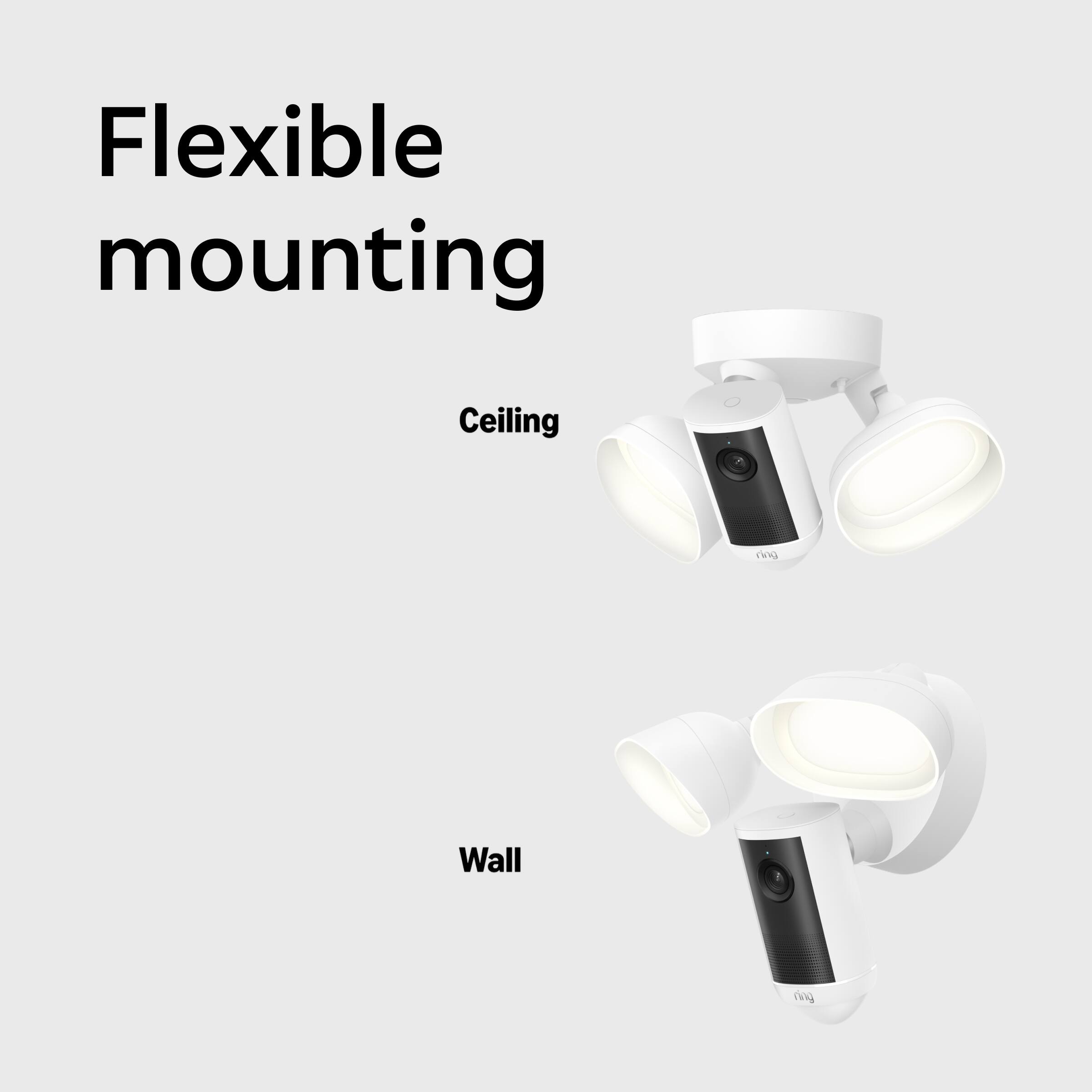 Flexible mounting  
Ceiling  
Wall