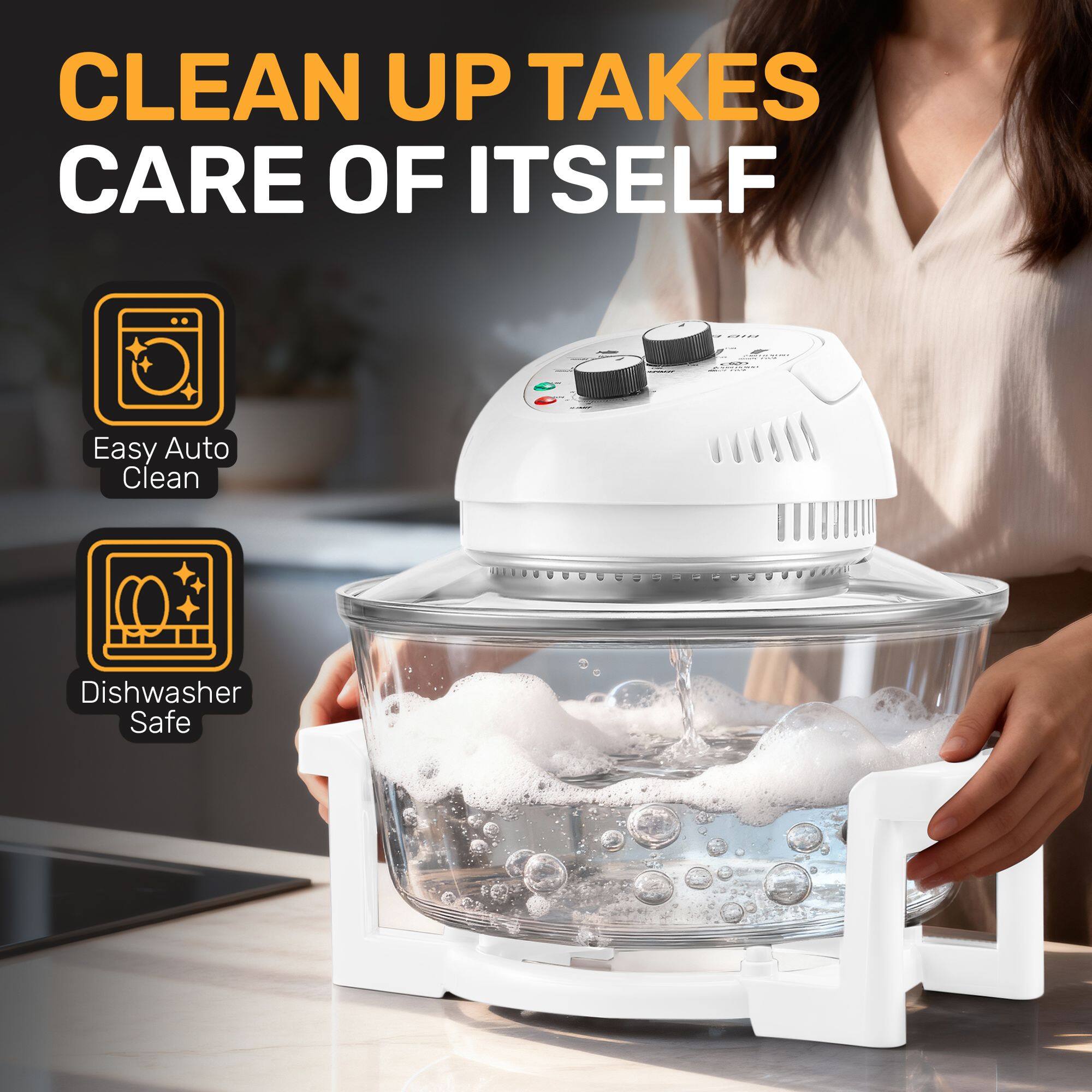 CLEAN UP TAKES CARE OF ITSELF

Easy Auto Clean  
Dishwasher Safe