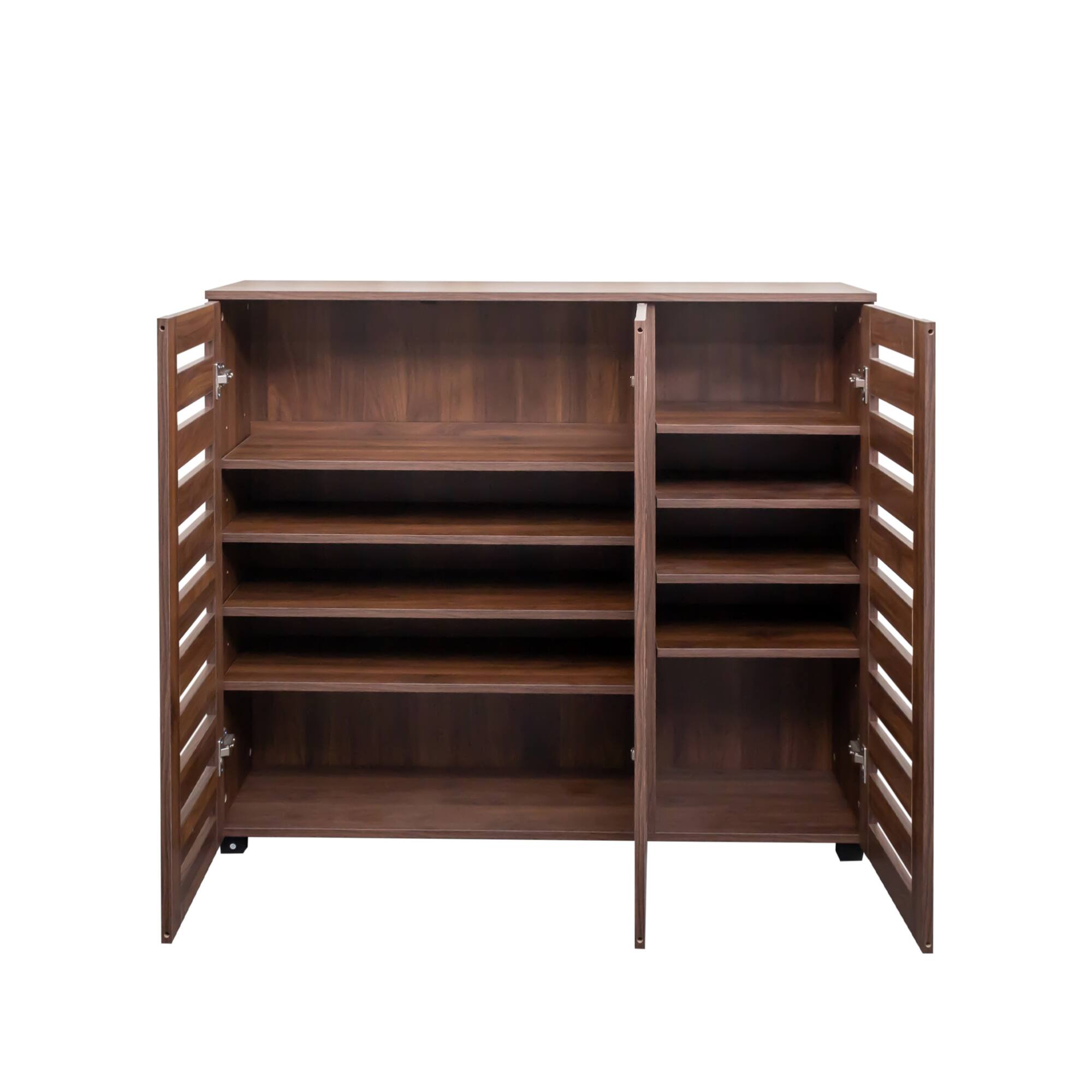 Alt View 7. GOODSILO - 5-Tier Adjustable Shoe Storage Cabinet with Louvered Doors for Entryway Hallway Bedroom Closet Living Room - Walnut.