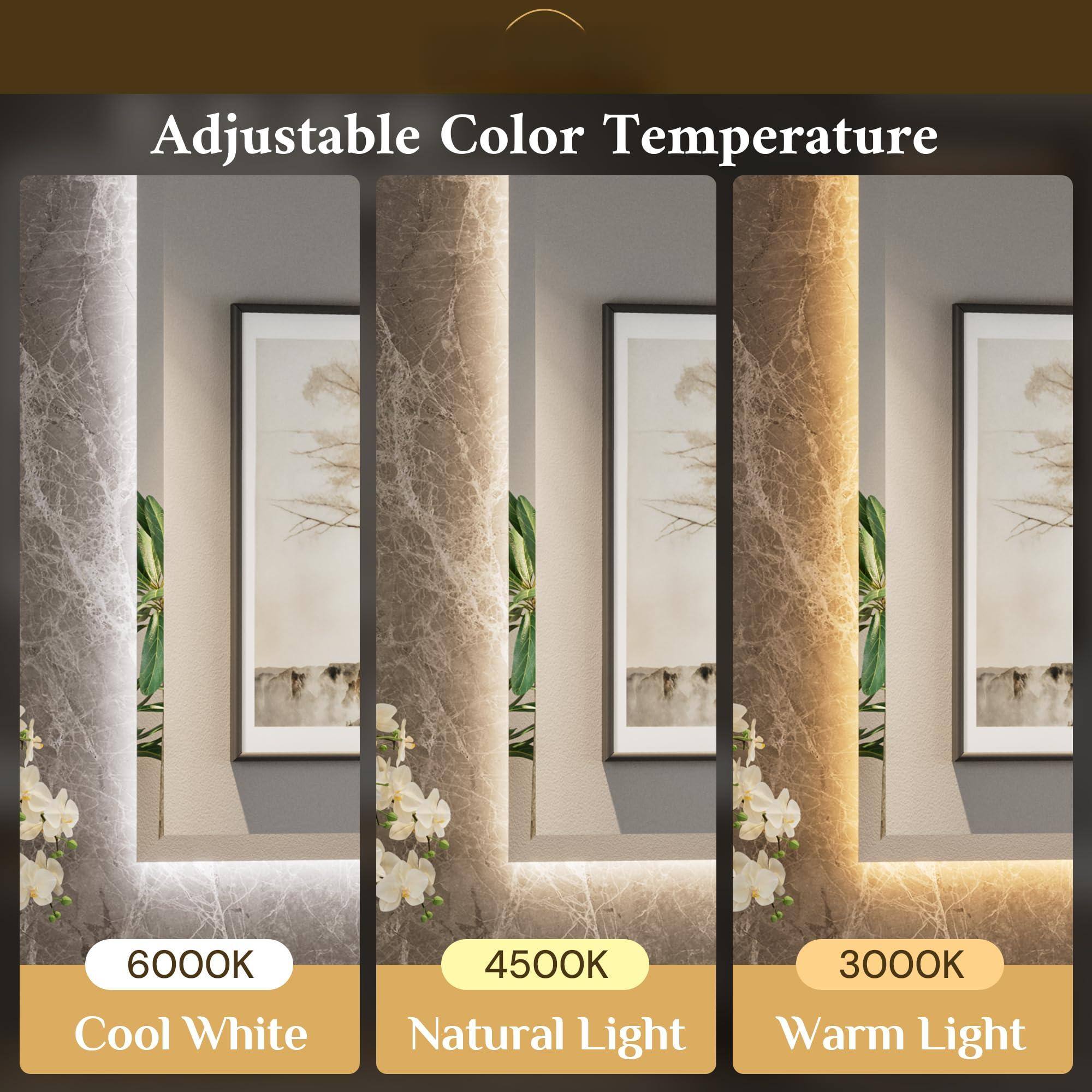 Adjustable Color Temperature

6000K Cool White  
4500K Natural Light  
3000K Warm Light