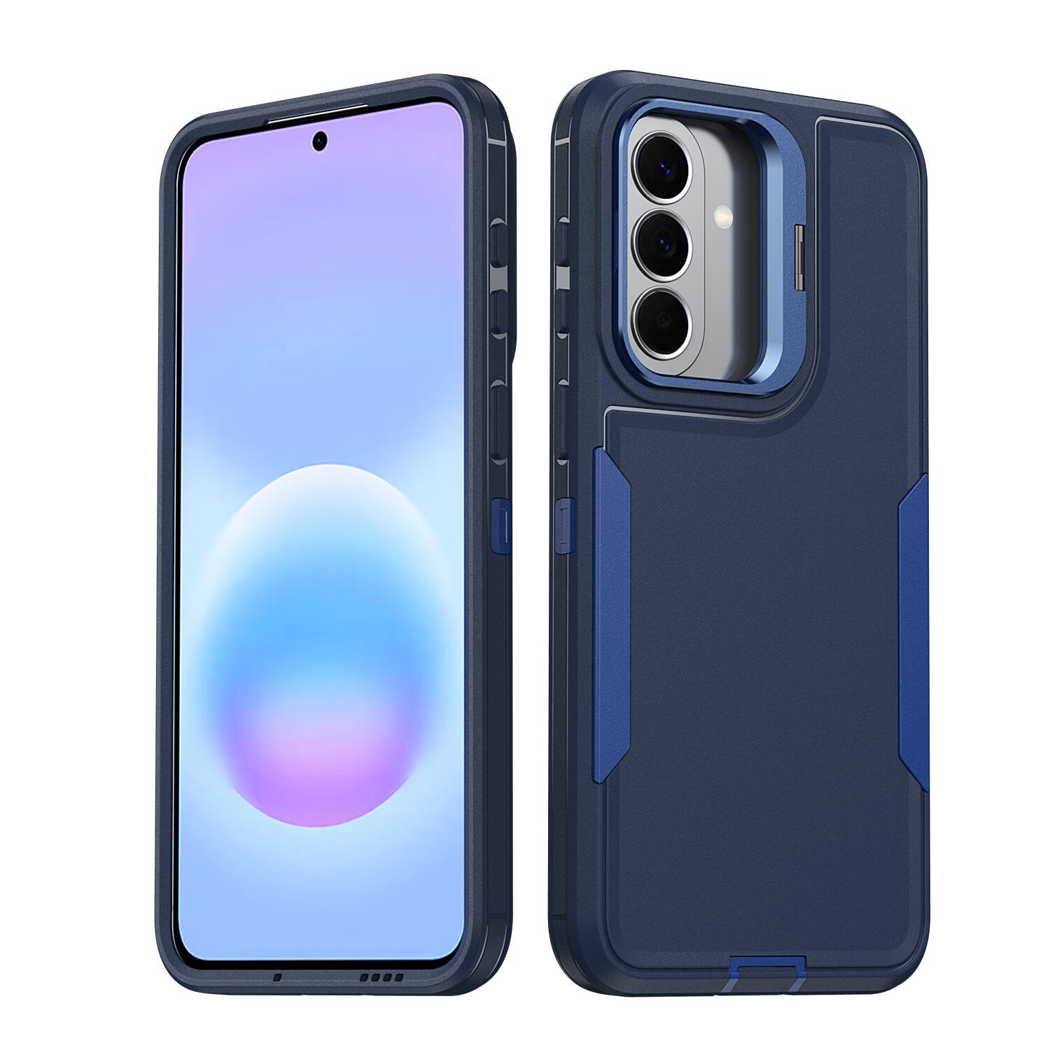Angle. UUCOVER - For Samsung Galaxy A36/A37/A56 5G Rugged Case with Lens Kickstand, Shockproof Dual Layer Cover Non-Slip Drop Protection - Blue.