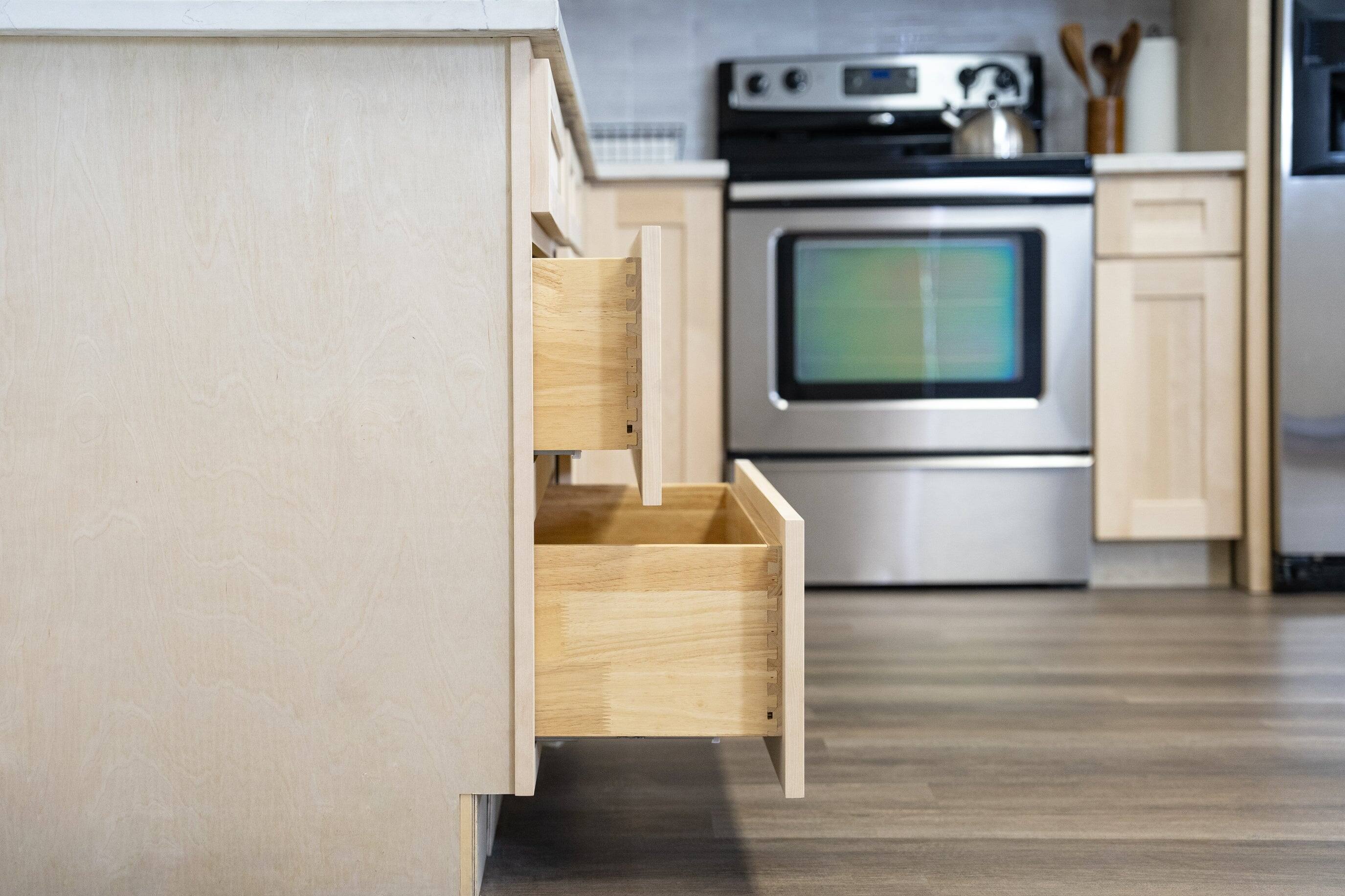 Alt View 7. Boyel Living - 30 Inch Natural Wood Unfinished Base Cabinet Versa Shaker Style - Versa Shaker.