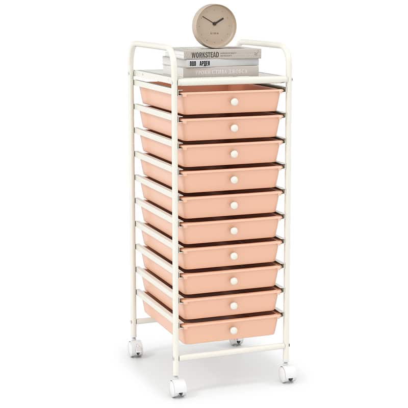 WELLFOR - 10 Drawer Rolling Storage Cart Organizer,Art & Craft Storage Cart Tools Scrapbook Paper Office School Organizer - Cherry price history on PriceWatchPro
