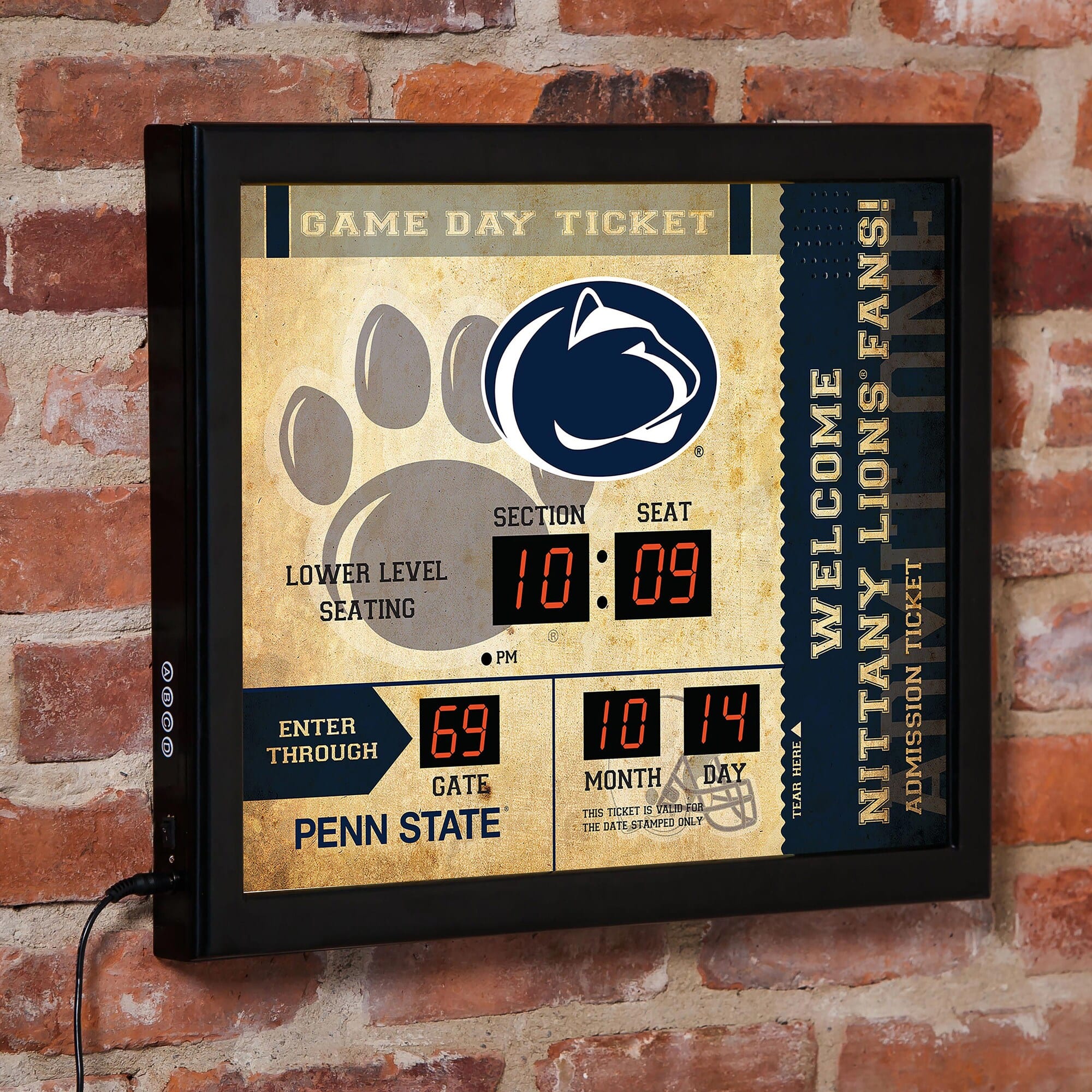 Evergreen Enterprises - Penn State Nittany Lions 15" x 19" Bluetooth Scoreboard Wall Clock - Brown