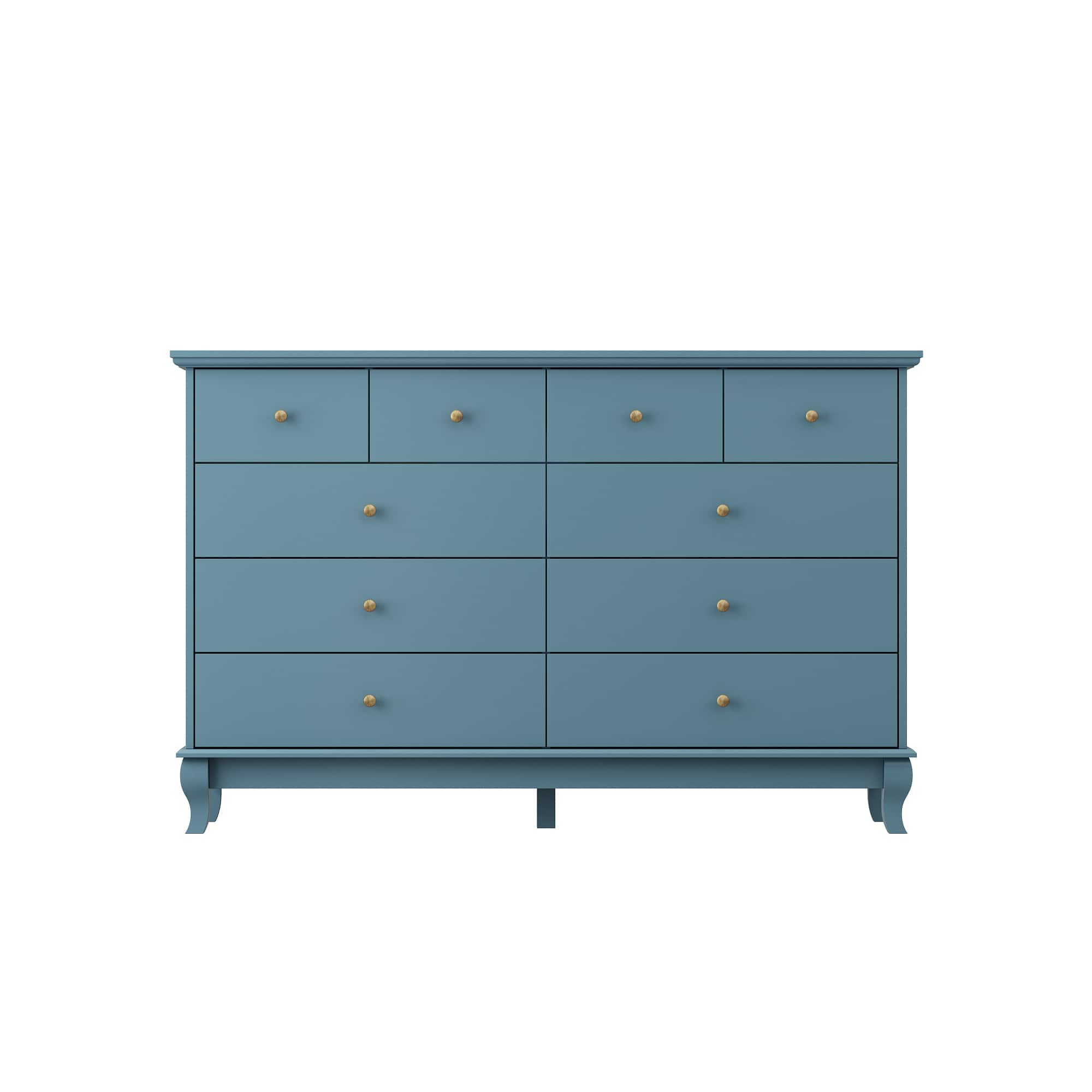 Front. Famapy - Famapy Horizontal Dresser 10 Drawers of Chest with European - Style Elegance - Blue.