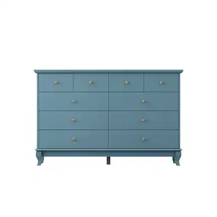 Front. Famapy - Famapy Horizontal Dresser 10 Drawers of Chest with European - Style Elegance - Blue.