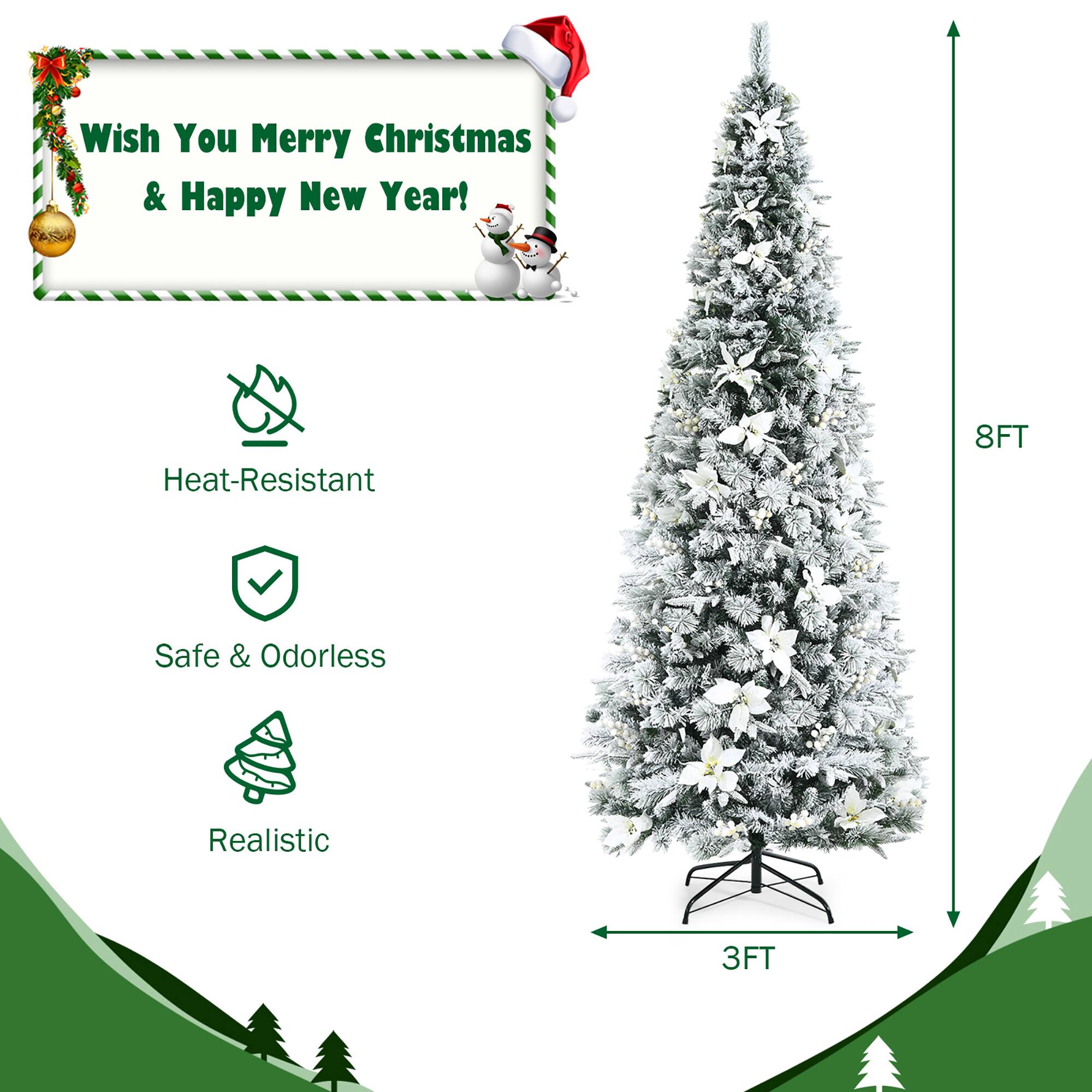 Wish You Merry Christmas & Happy New Year! A Heat-Resistant, 8FT Safe & Odorless, Realistic 3FT