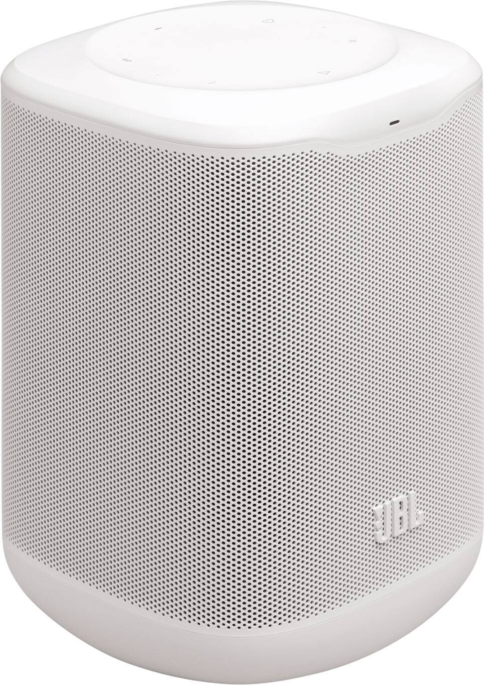 Front. JBL - Compact Wi-Fi home speaker for easy whole-home listening - White.