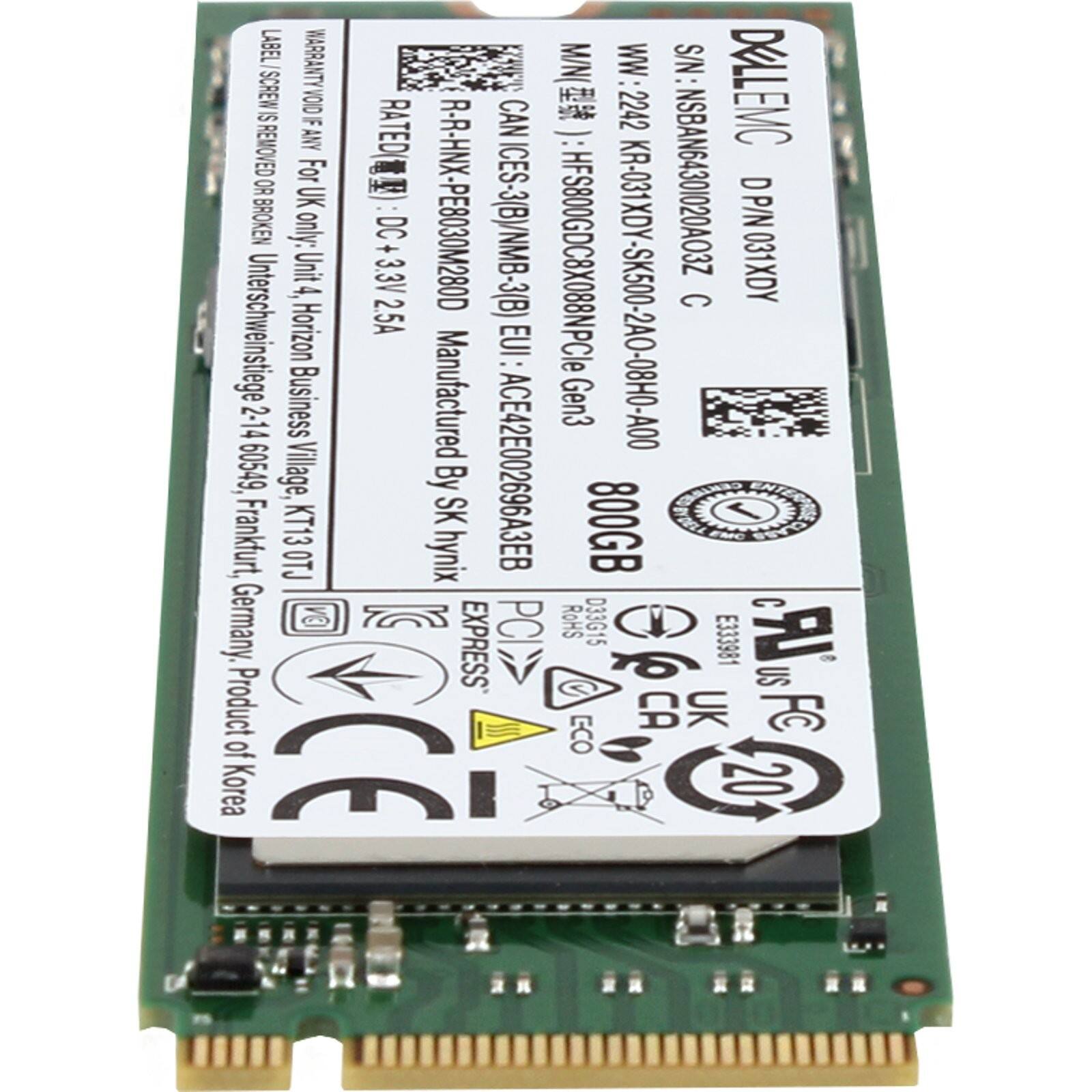 LABEL WARRANTY MW/N WW S/N S SCREW ANY F VOID RATED RA CAN  
:2242 DELLEMC REMOVED For :NSBAN64301020A03Z OR i KR-031XDY UK R-R-HNX-PE8030M280D DP/N BROKEN only: DC ICES-3(BYNMB-3(B) + :HFS800GDC8X088NPCle 4, Unit 3.3V KR-031XDY-SK500-2A0-08H0-A00  
031XDY Unterschweinstiege Horizon 2.5A EUI: -- 2-14 Business Manufactured EUI:ACE42E002696A3EB Gen3 60549, Village, By KT13 SK 800GB  
C Frankfurt, OTJ hynix Germany. T6S PC ROHS D33G15 EXPRESS E333981 A US Product ECO CA UK FC of Korea CE 20

MAN: 22